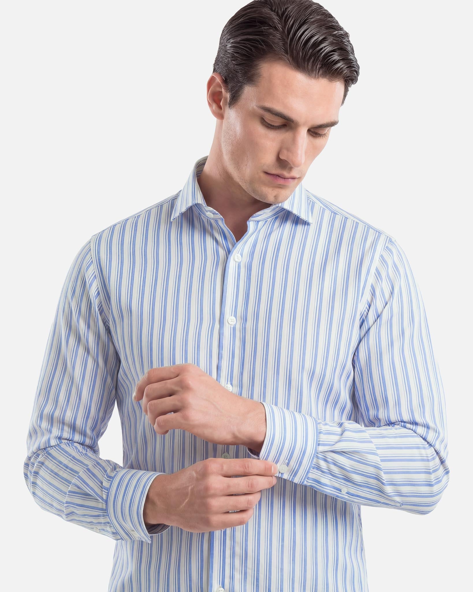 J.W.SAX MILANO Camicia in Popeline di Cotone a Righe