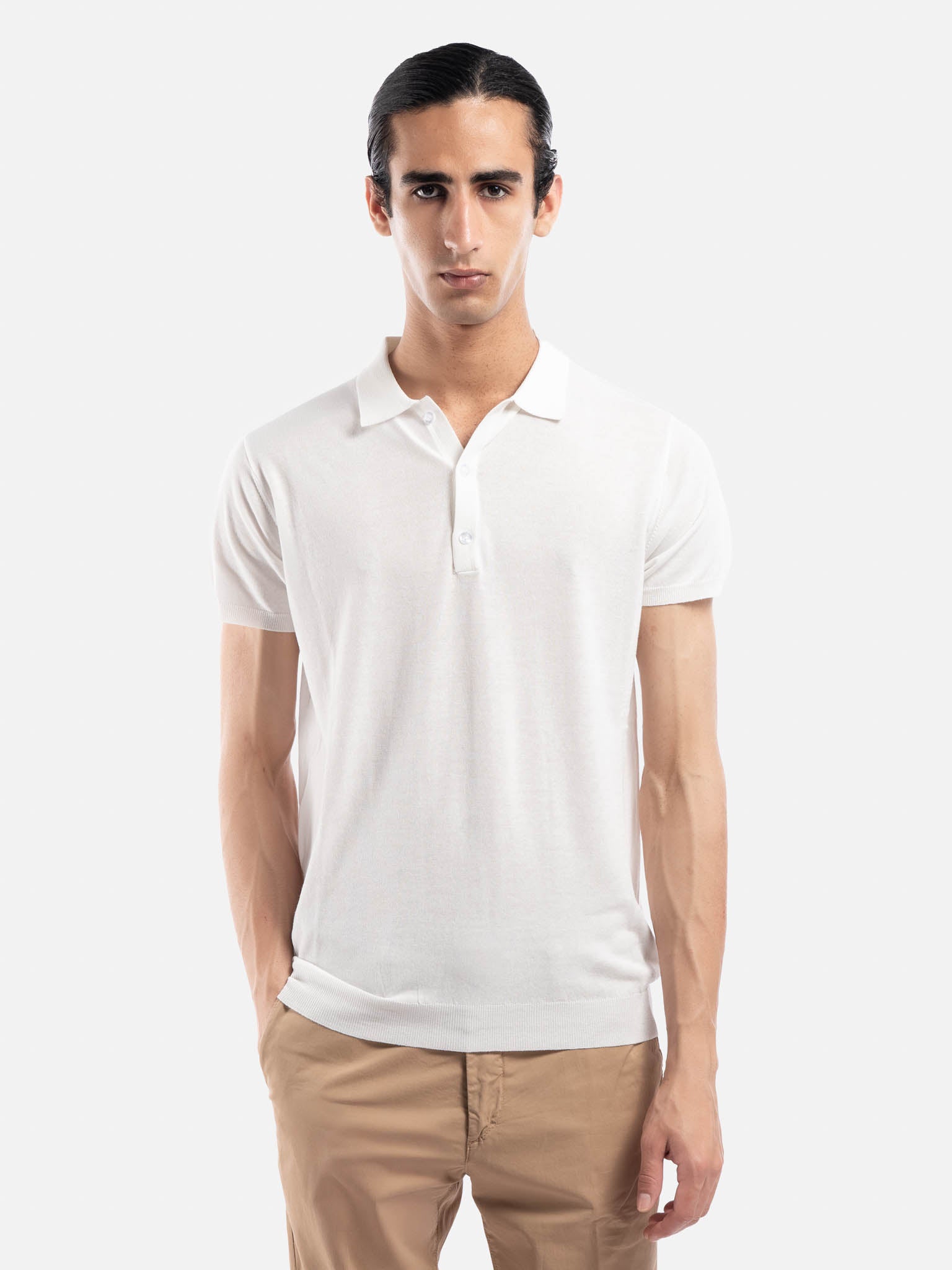 J.W.SAX MILANO Polo Bianca in Cotone e Lino
