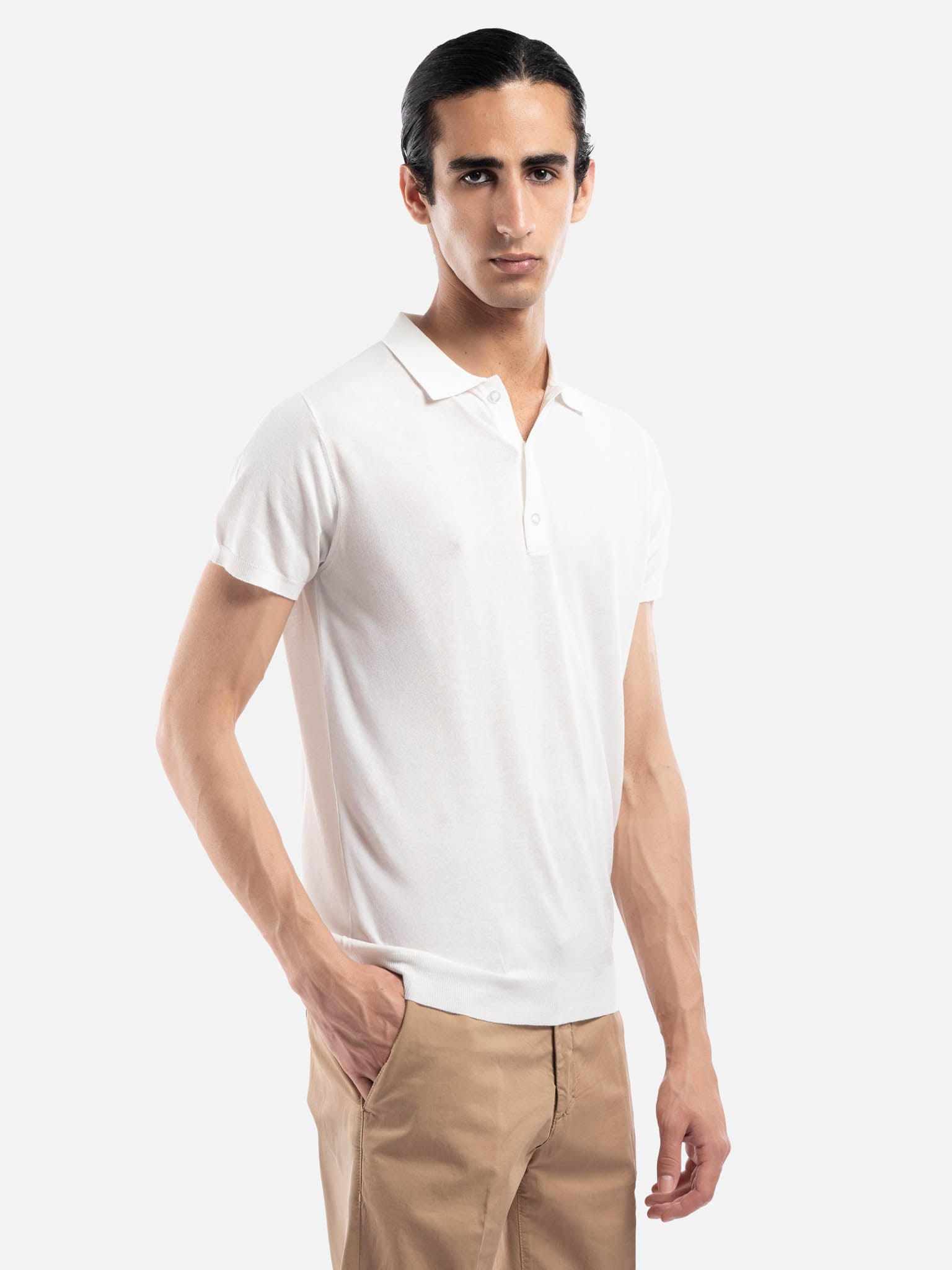 J.W.SAX MILANO Polo Bianca in Cotone e Lino