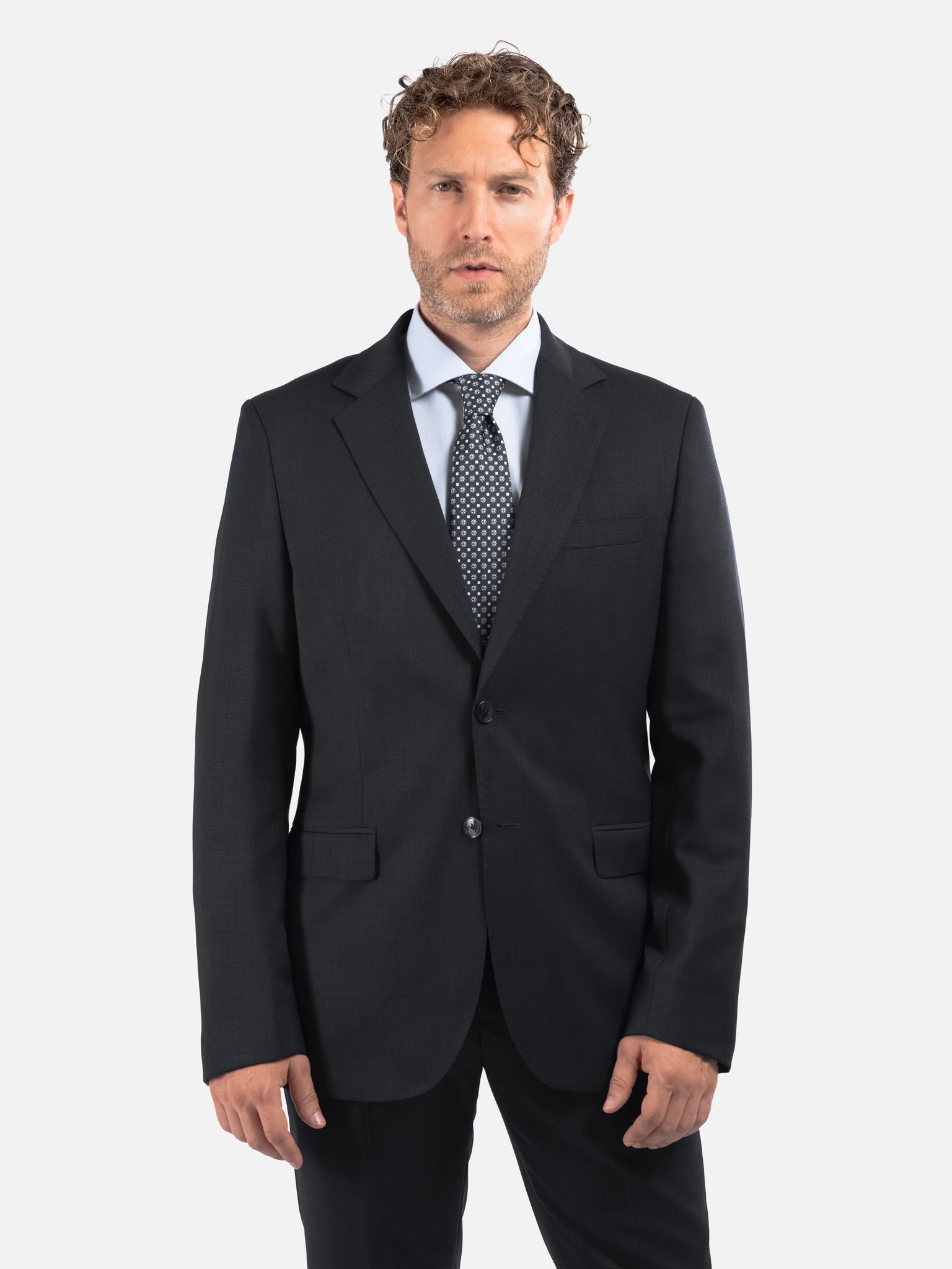 J.W.SAX MILANO Abito All Season in Twill di Lana Nero