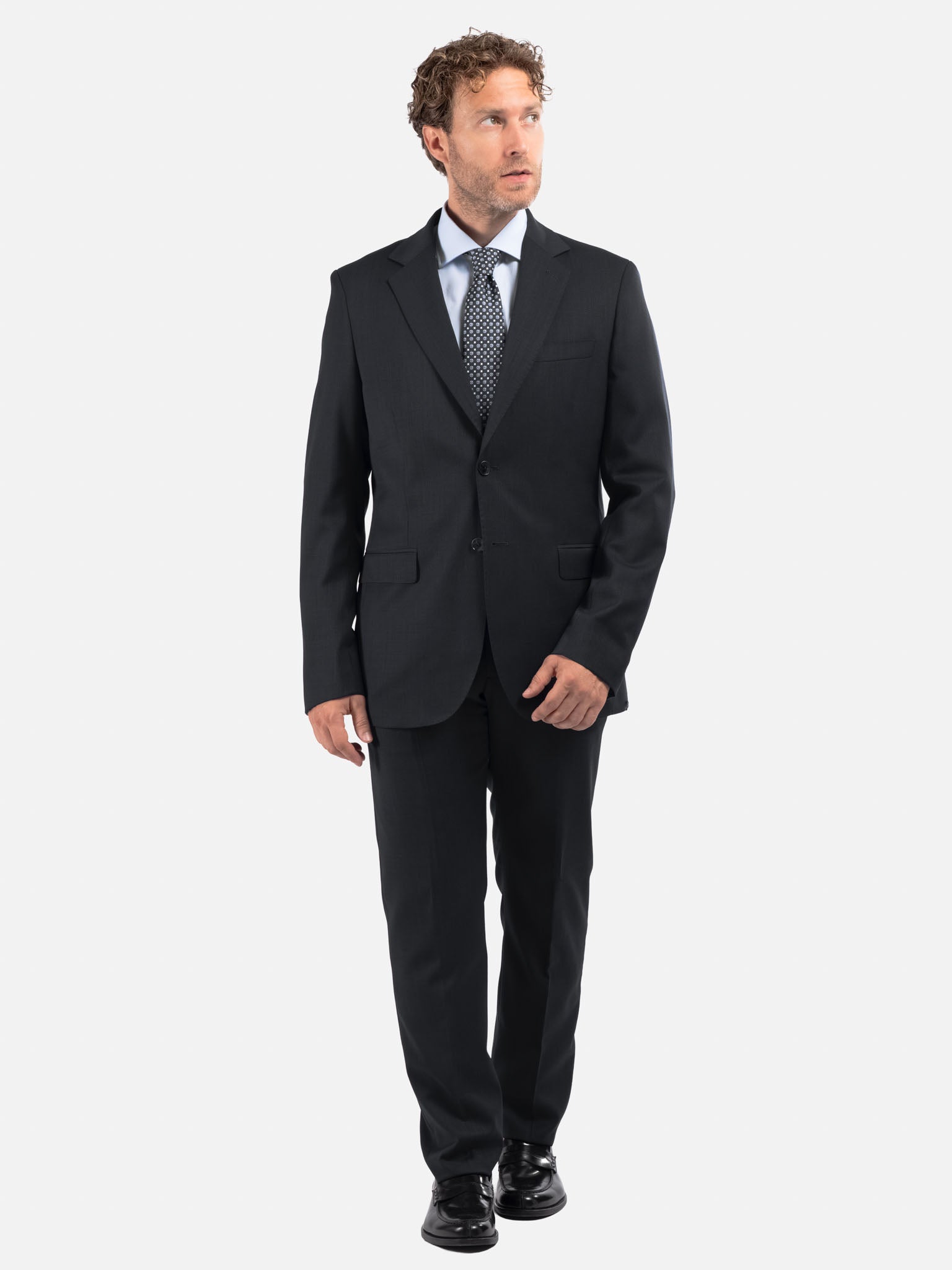 J.W.SAX MILANO Abito All Season in Twill di Lana Nero