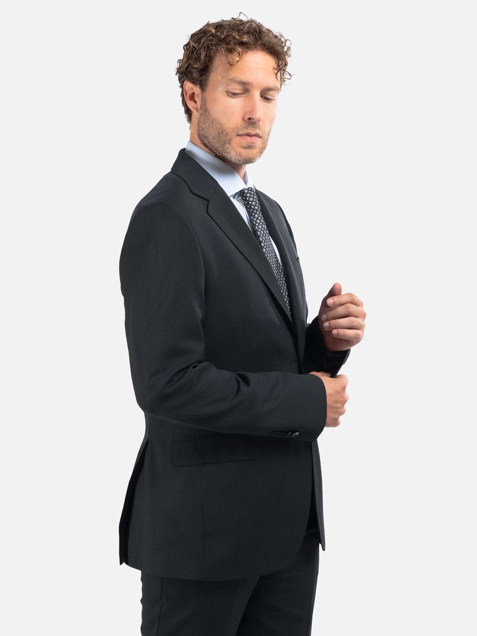 J.W.SAX MILANO Abito All Season in Twill di Lana Nero