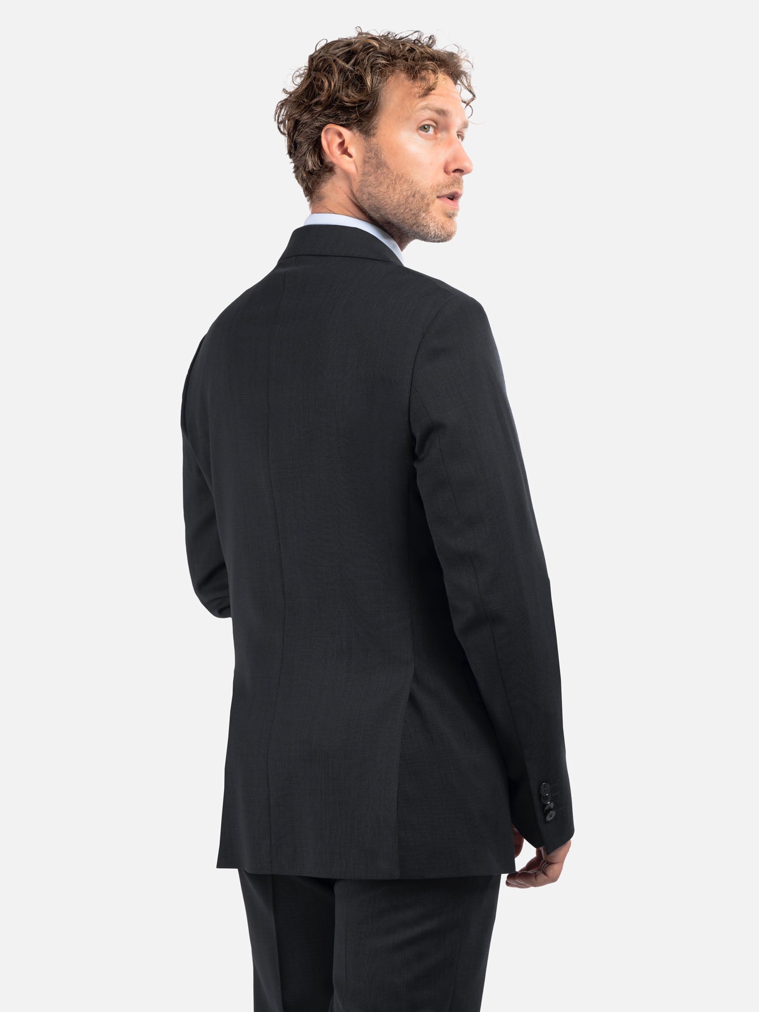J.W.SAX MILANO Abito All Season in Twill di Lana Nero