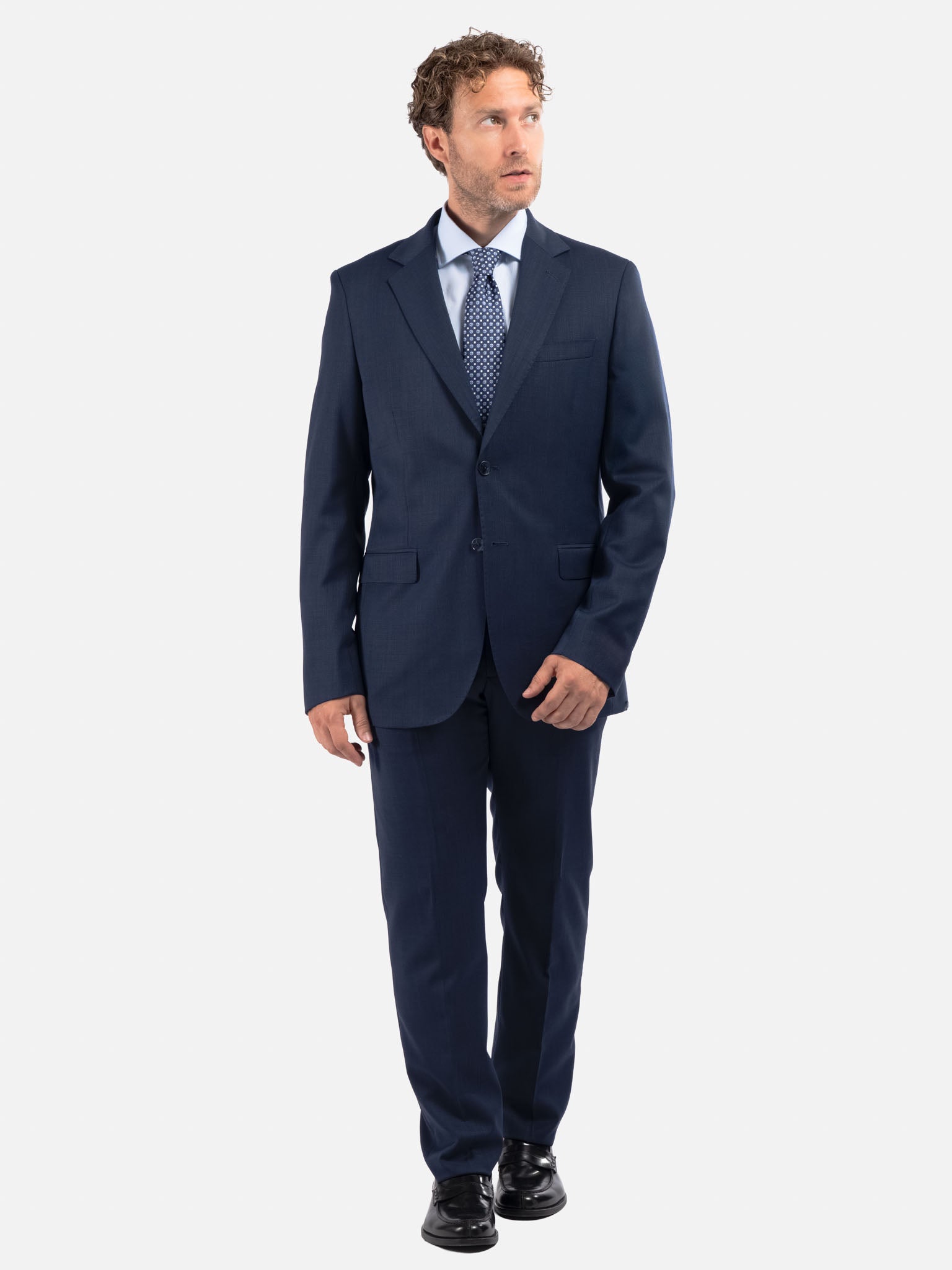 J.W.SAX MILANO Abito All Season in Twill di Lana Blu