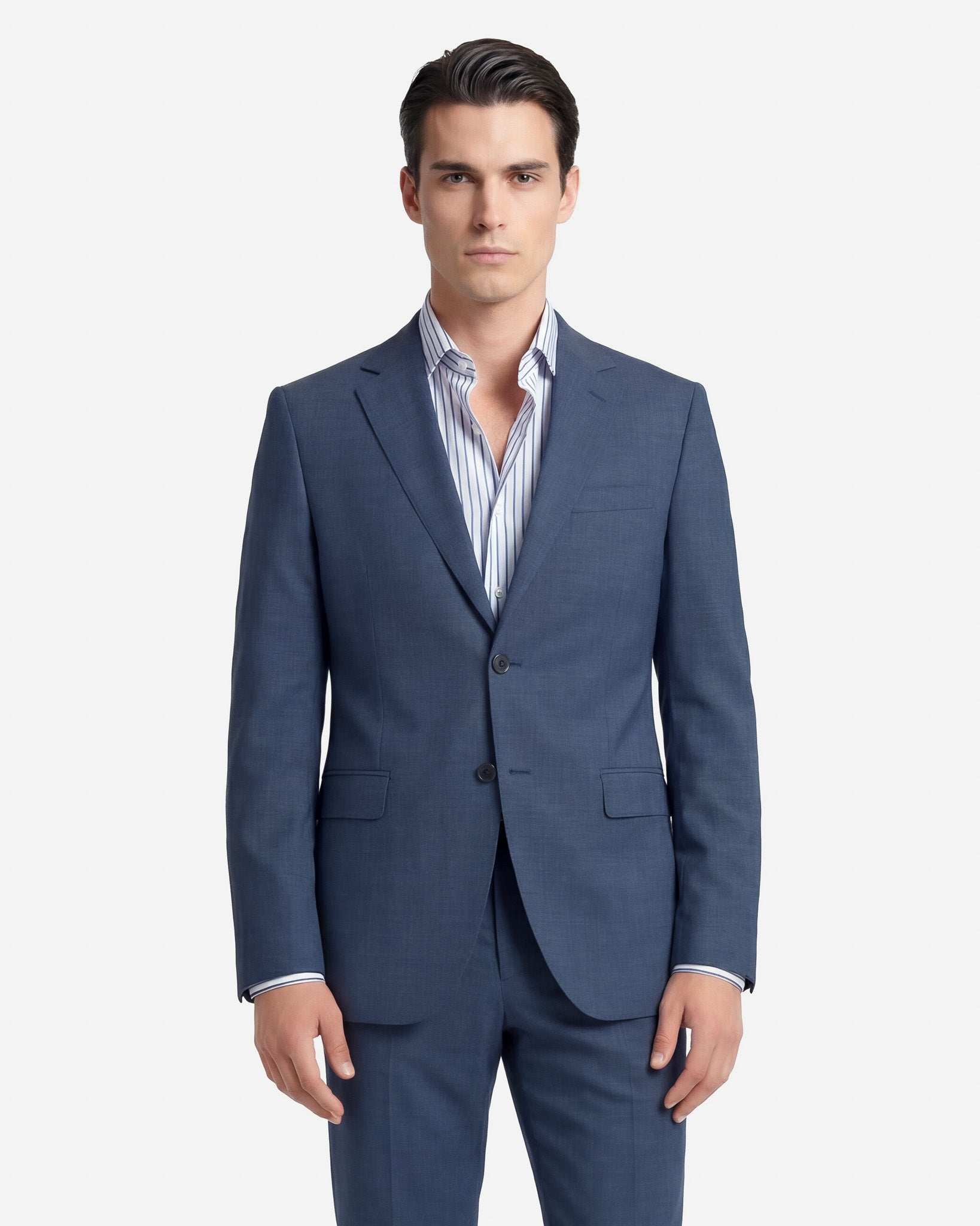 Abito All Season in Twill di Lana Blu Melange