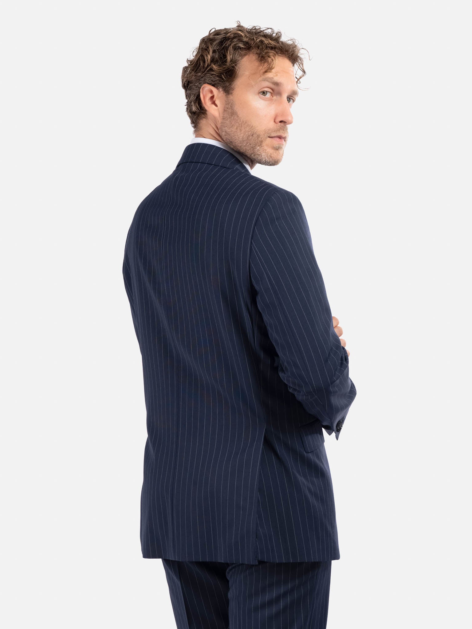 J.W.SAX MILANO Abito Gessato Blu All Season