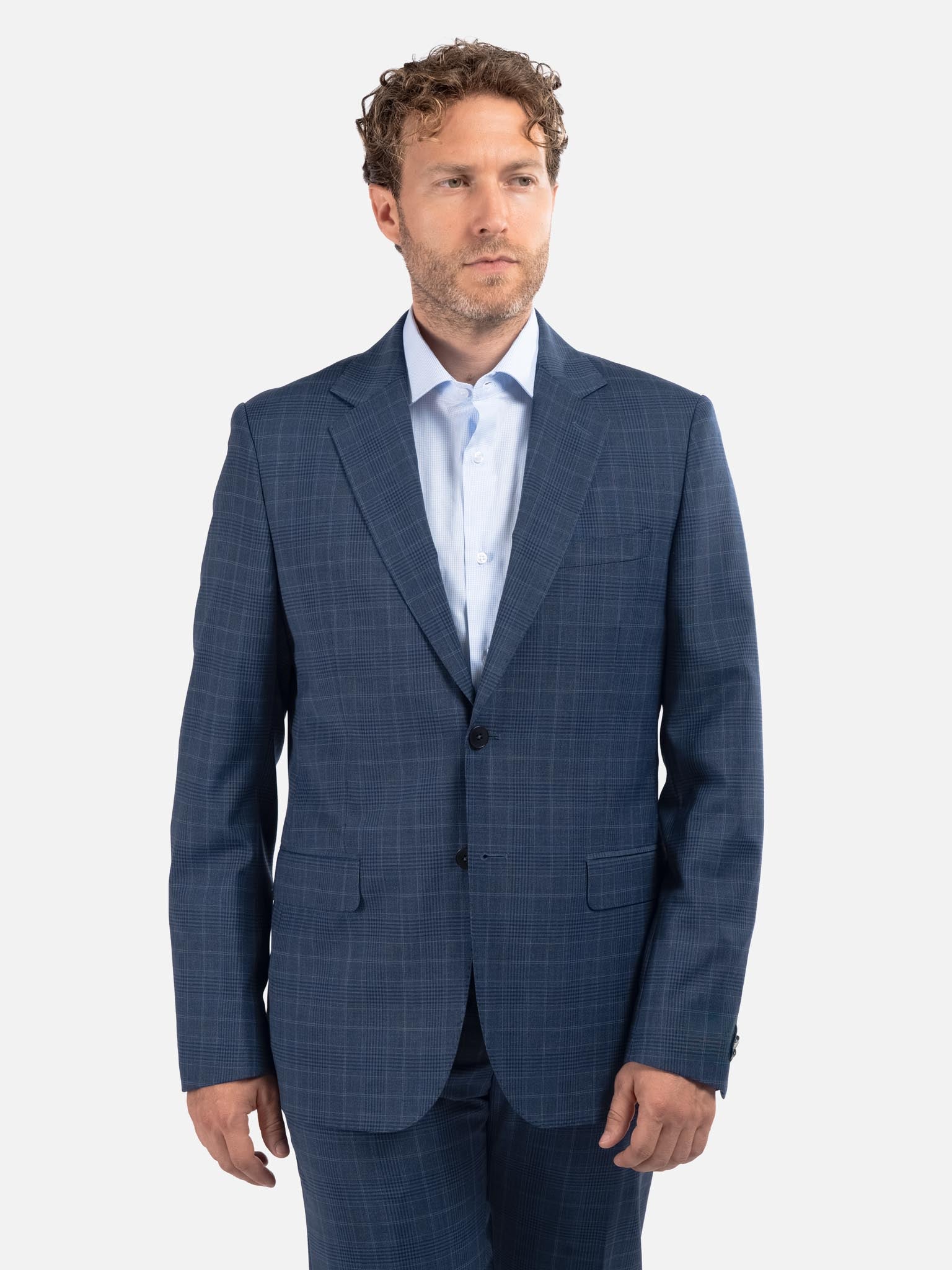 J.W.SAX MILANO Abito All Season Principe di Galles Blu Melange