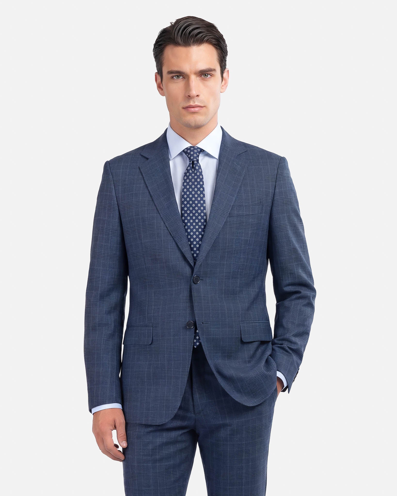 Abito All Season Principe di Galles Blu Melange