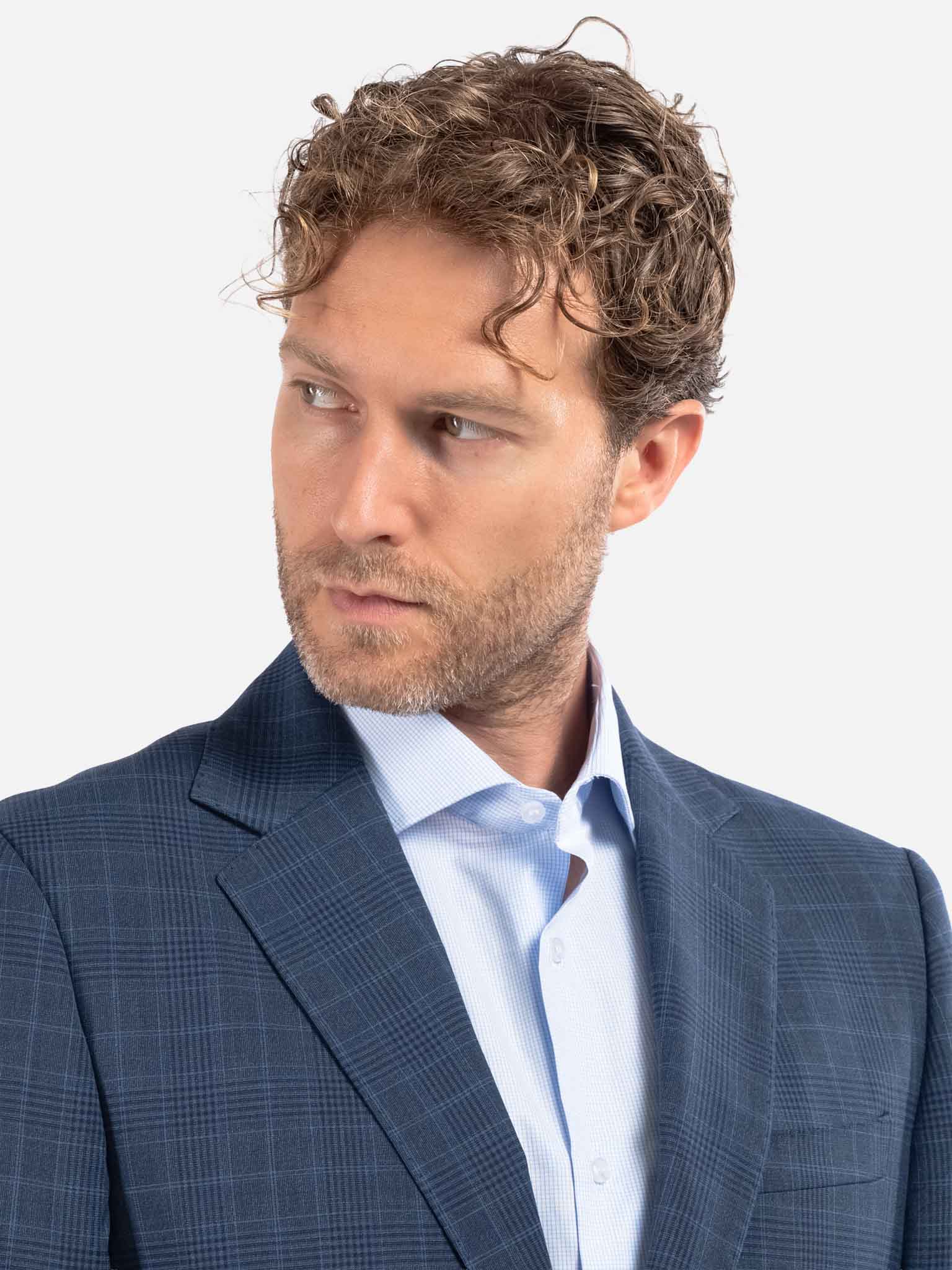 J.W.SAX MILANO Abito All Season Principe di Galles Blu Melange