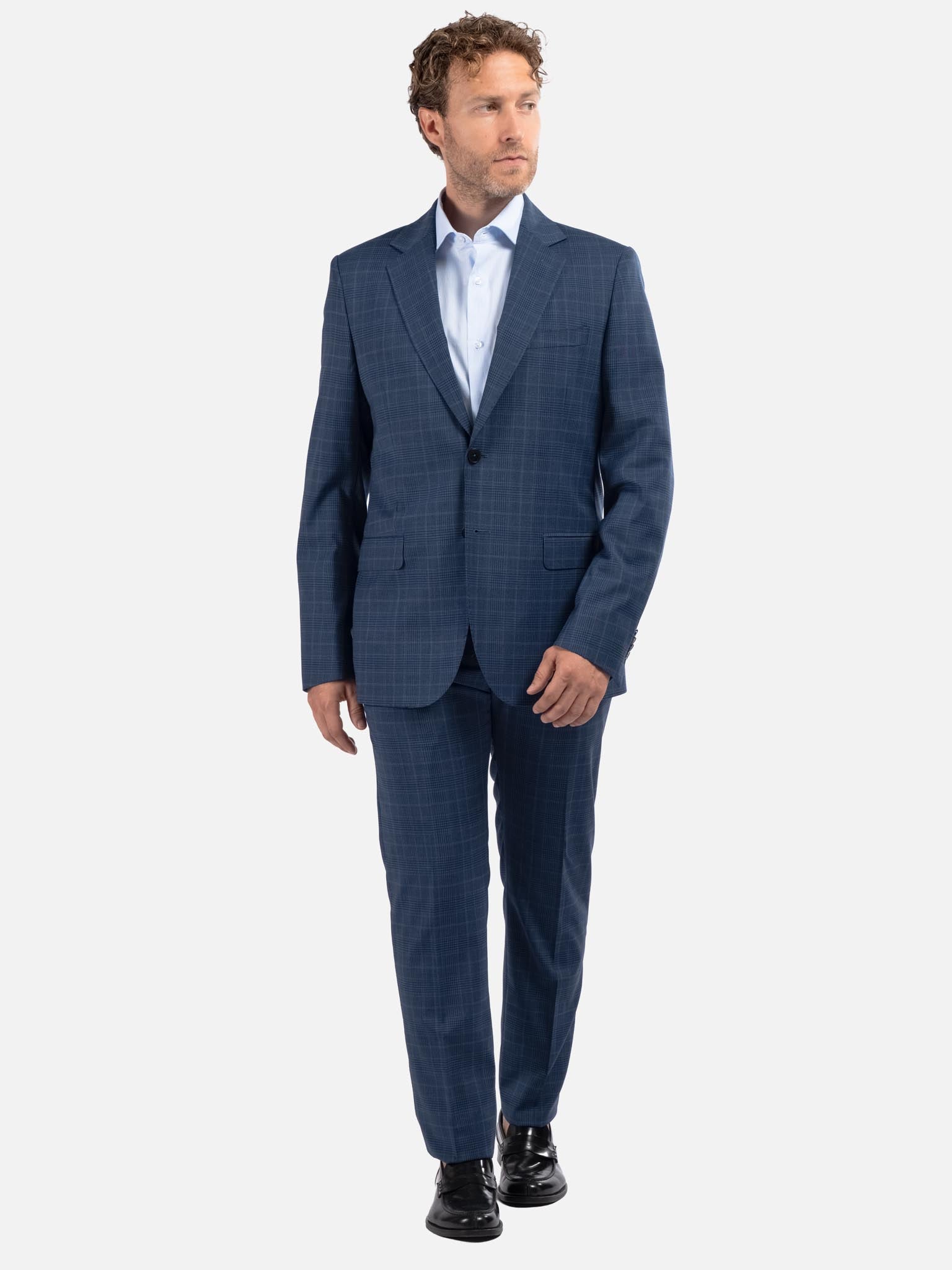 J.W.SAX MILANO Abito All Season Principe di Galles Blu Melange