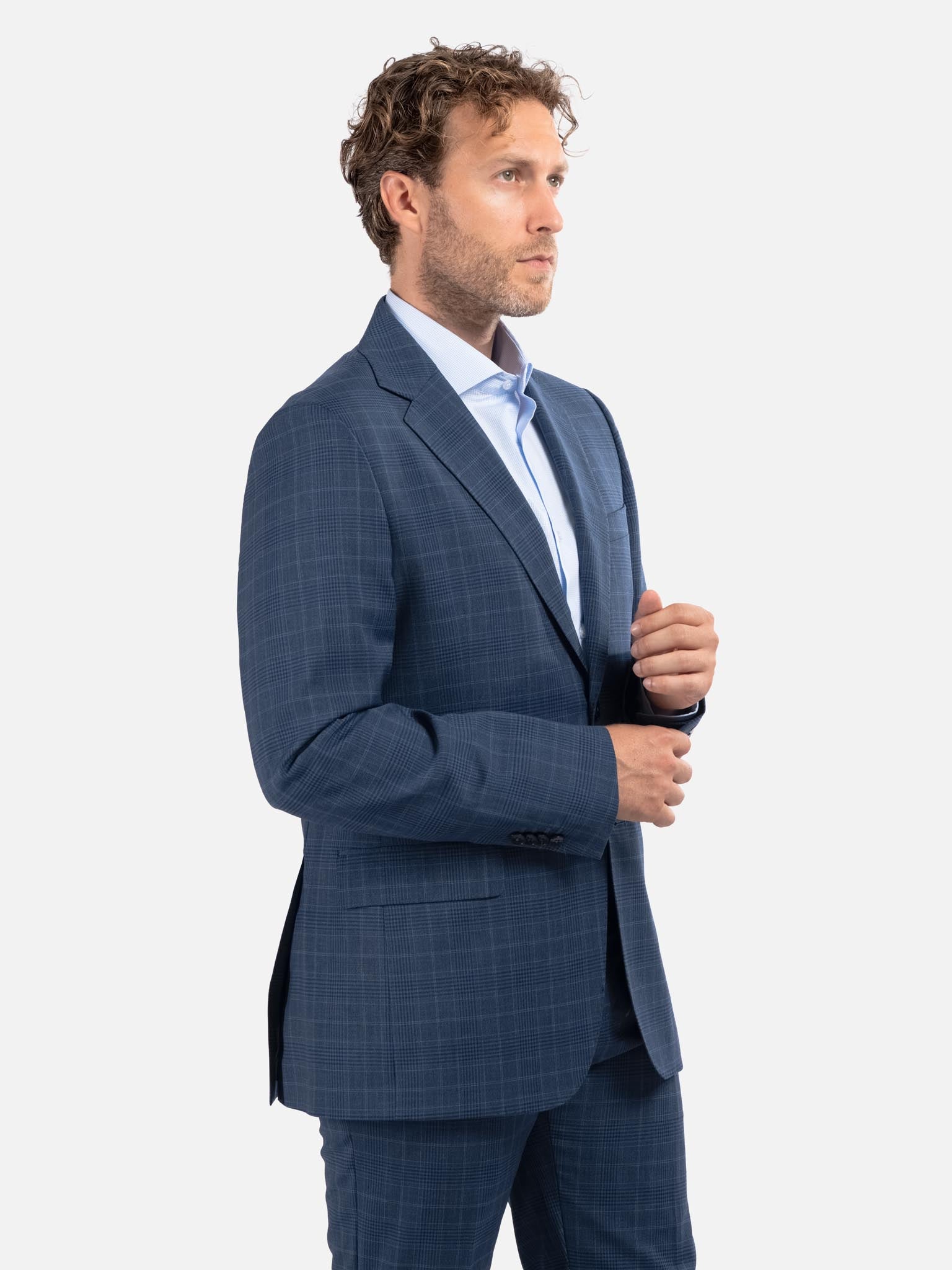 J.W.SAX MILANO Abito All Season Principe di Galles Blu Melange