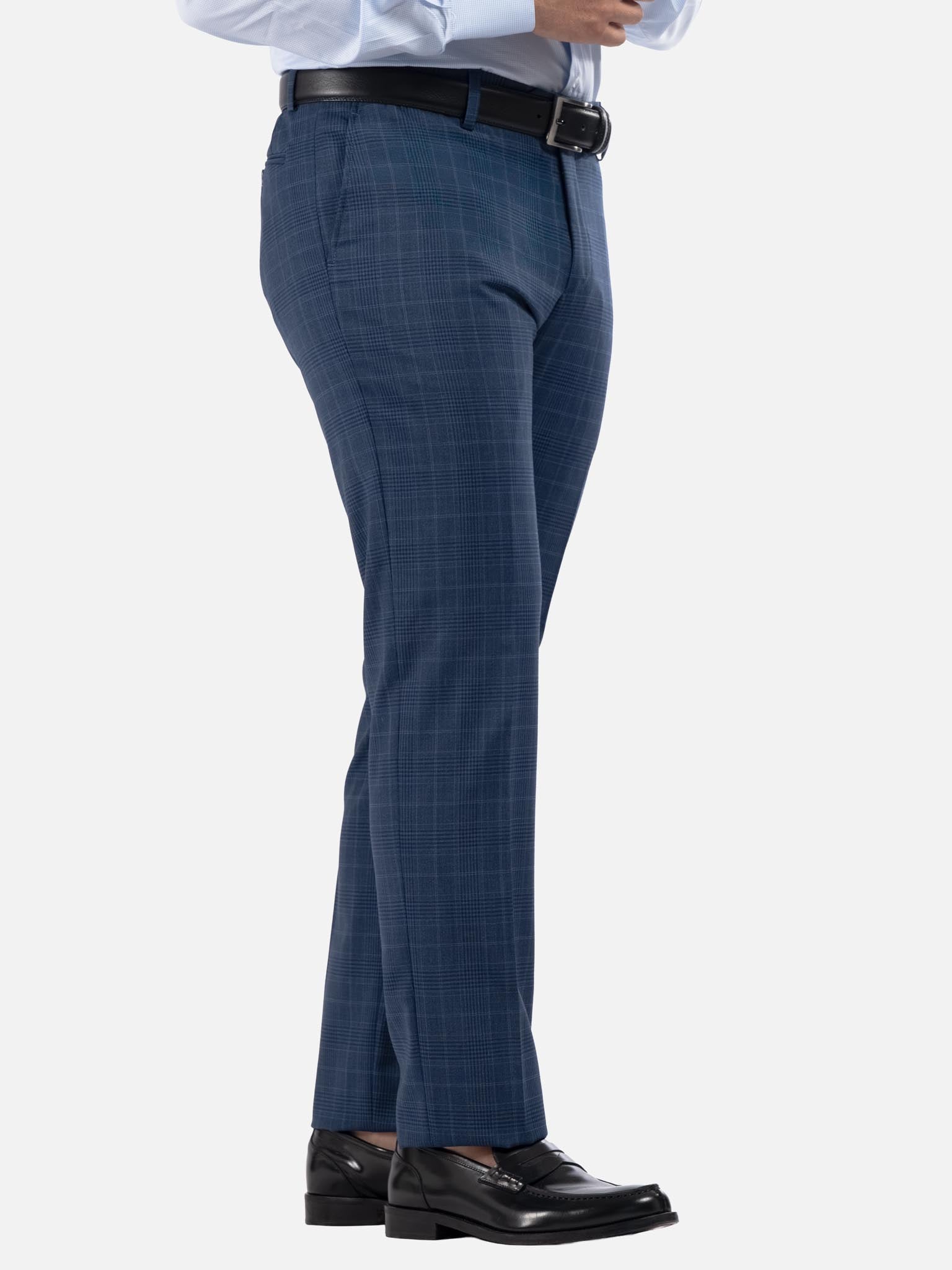 J.W.SAX MILANO Abito All Season Principe di Galles Blu Melange