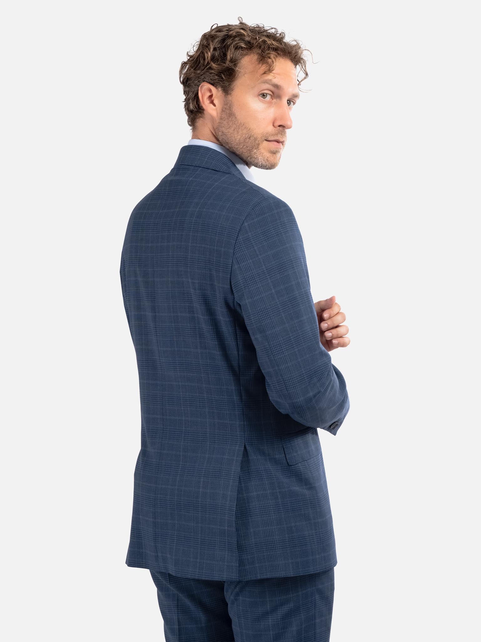 J.W.SAX MILANO Abito All Season Principe di Galles Blu Melange