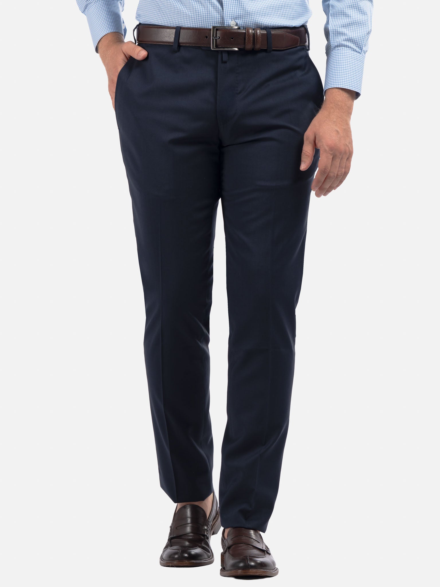 J.W.SAX MILANO Pantalone Blu Slim Fit in Lana All Season