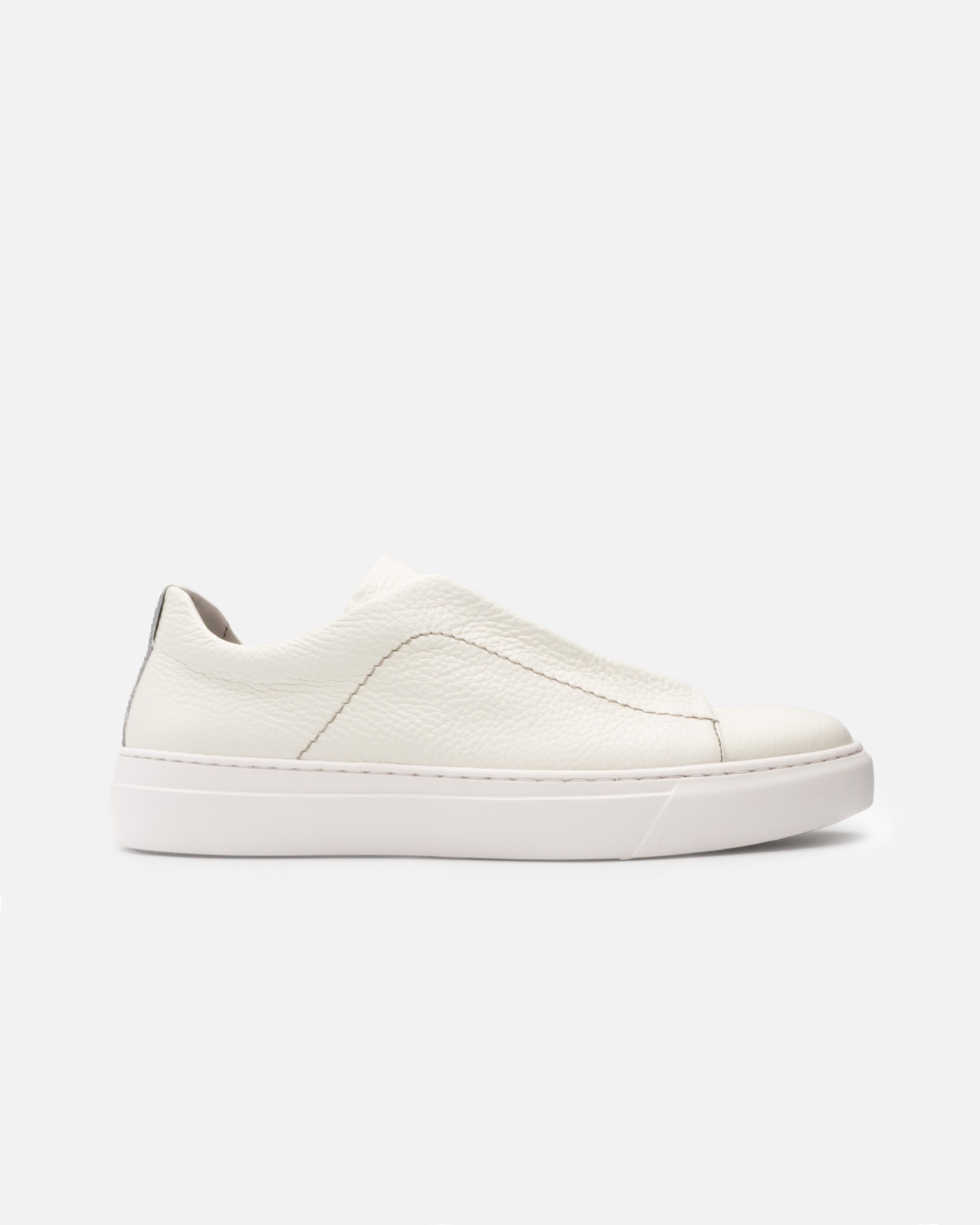 Sneaker Slip On in Pelle Martellata Bianca