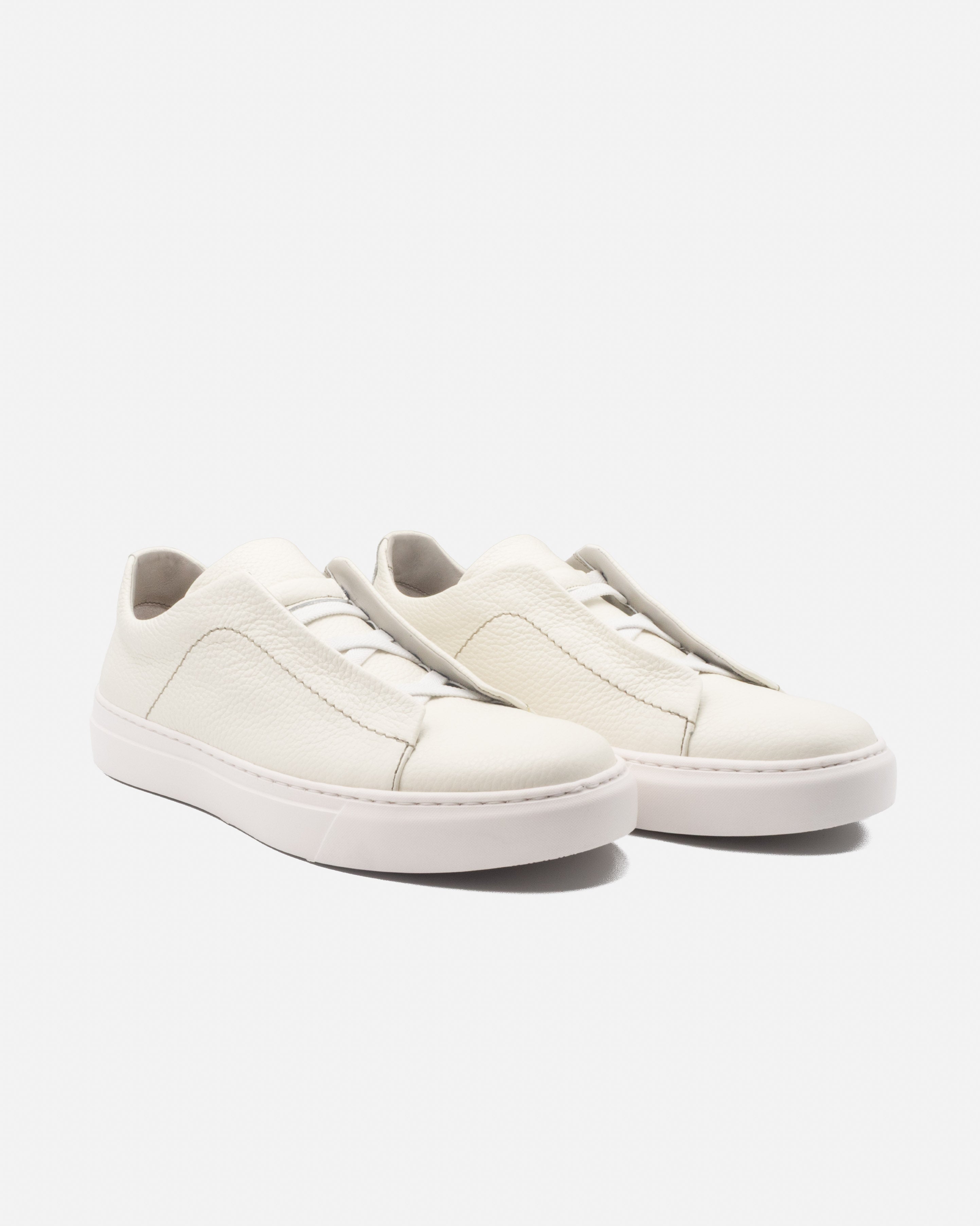 Sneaker Slip On in Pelle Martellata Bianca
