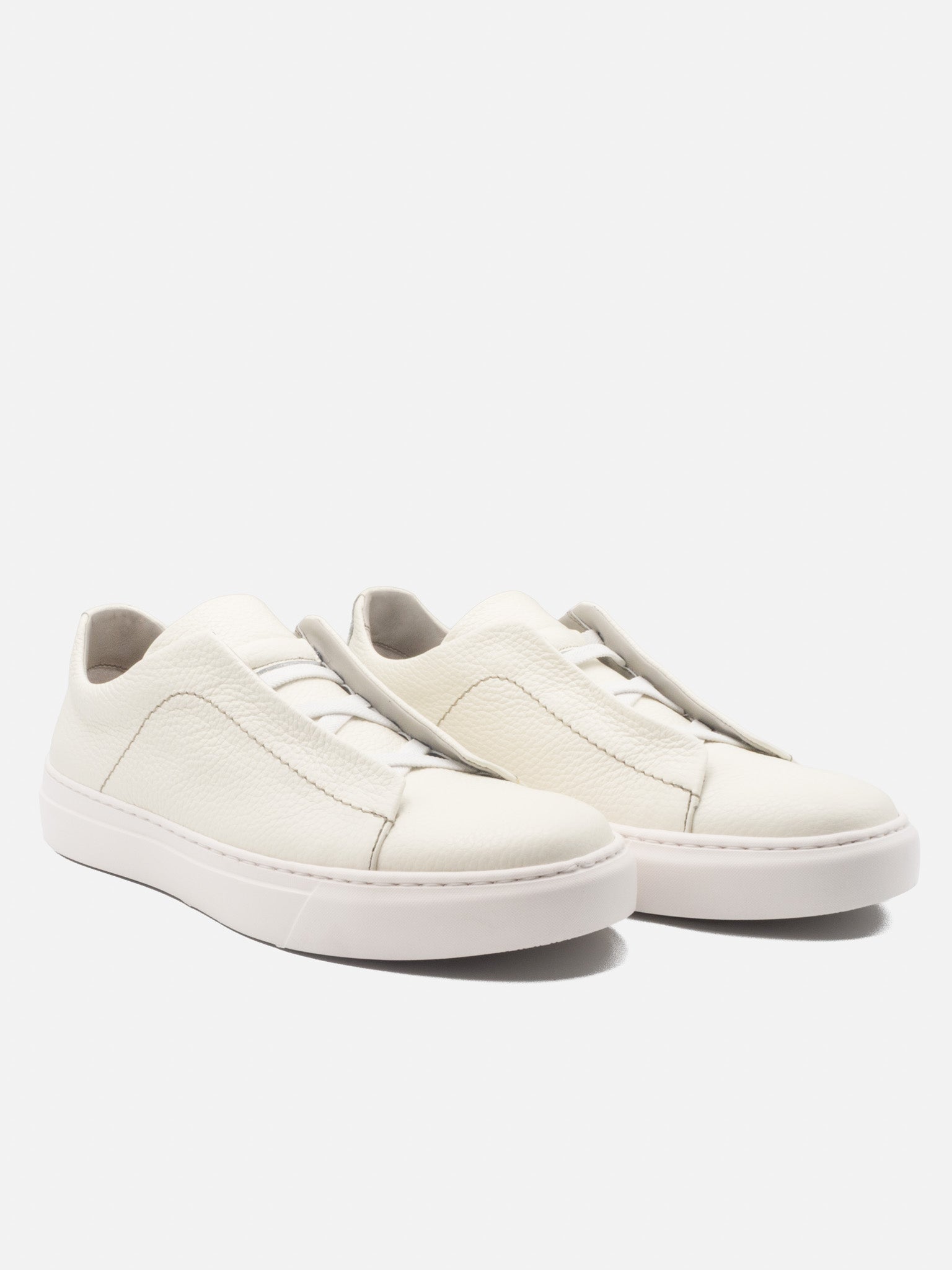 Sneaker Slip On in Pelle Martellata Bianca