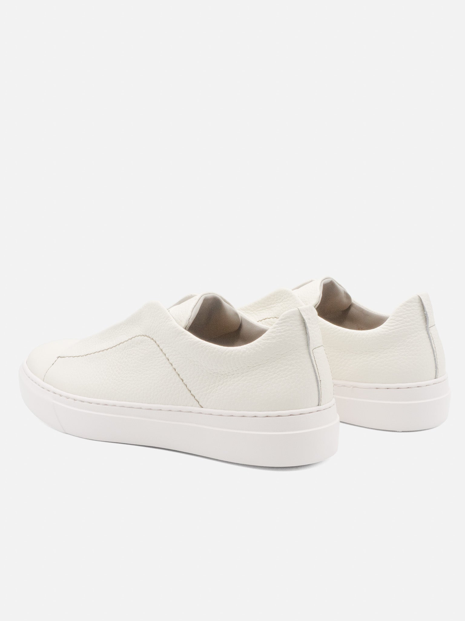 Sneaker Slip On in Pelle Martellata Bianca