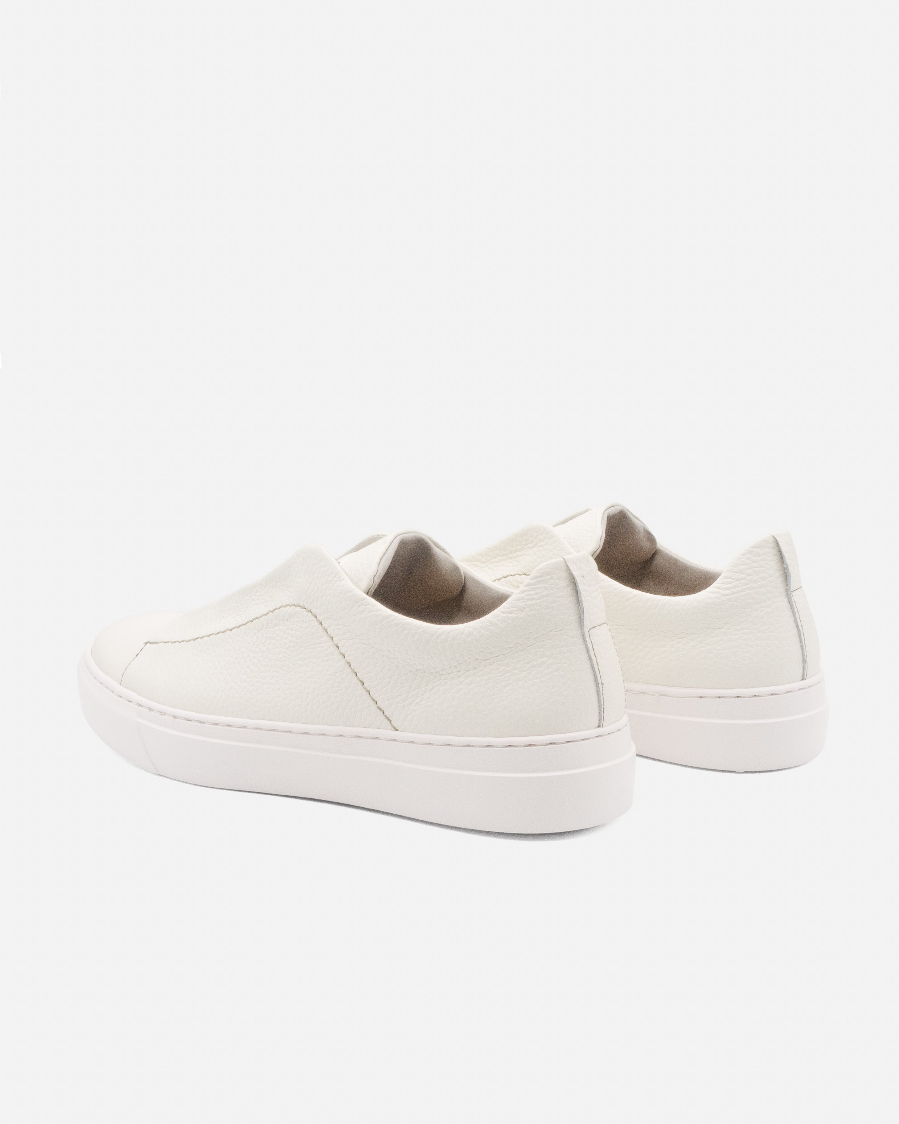 Sneaker Slip On in Pelle Martellata Bianca