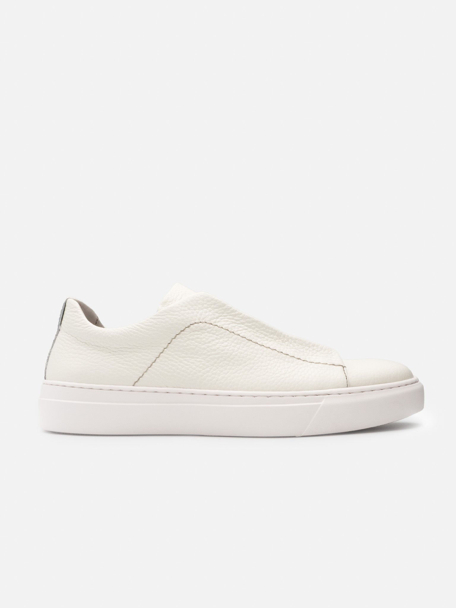 Sneaker Slip On in Pelle Martellata Bianca