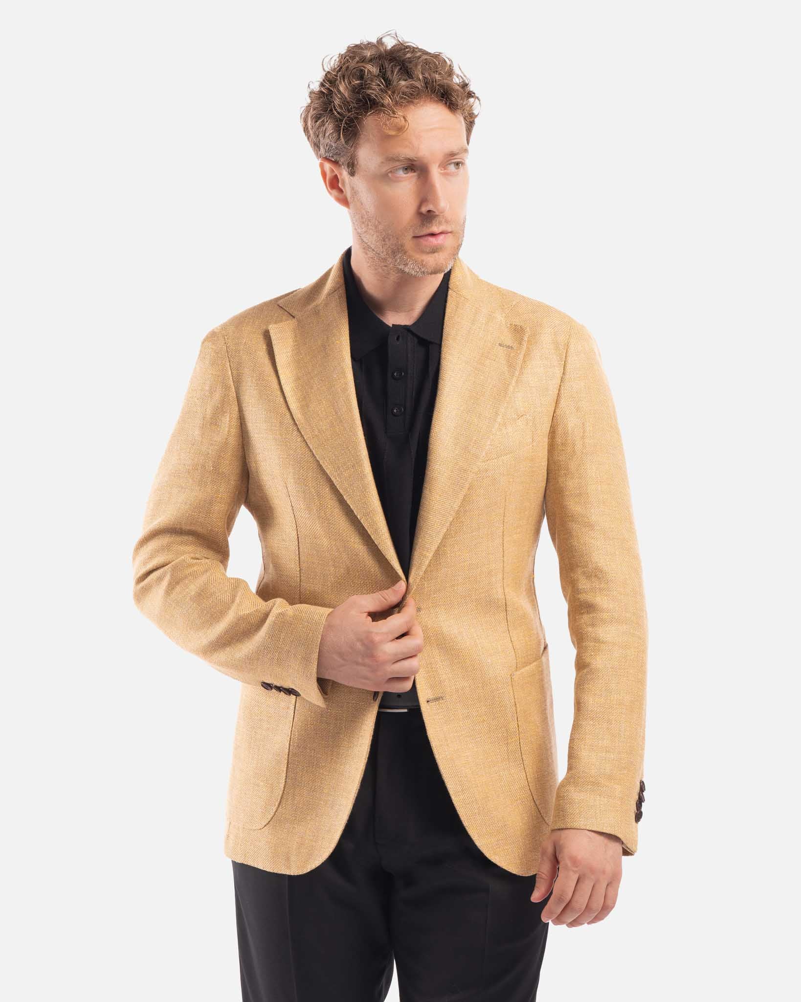 J.W.SAX MILANO Giacca Sartoriale Sfoderata in Lino e Seta