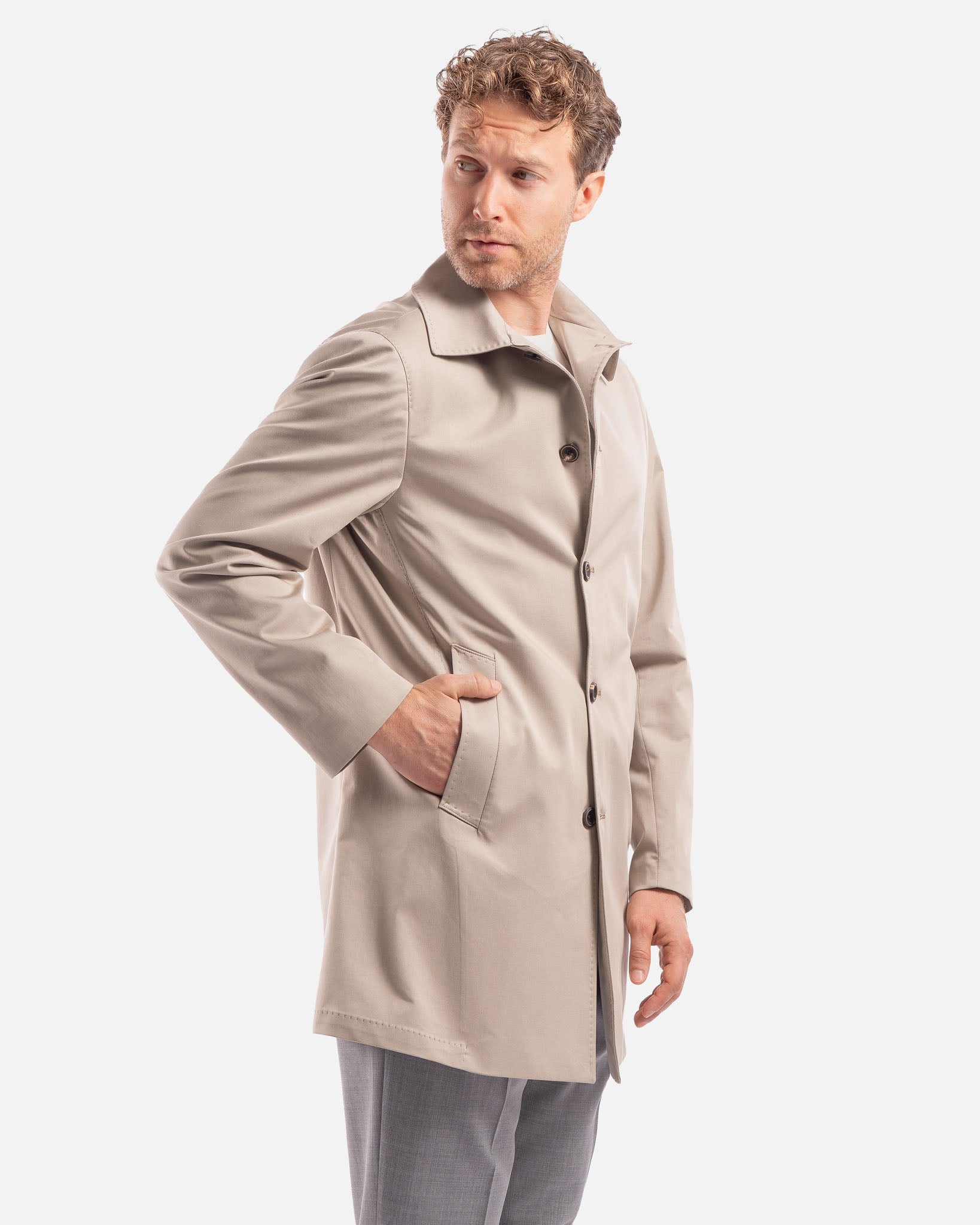 J.W.SAX MILANO Trench in Cotone Tecnico Elasticizzato
