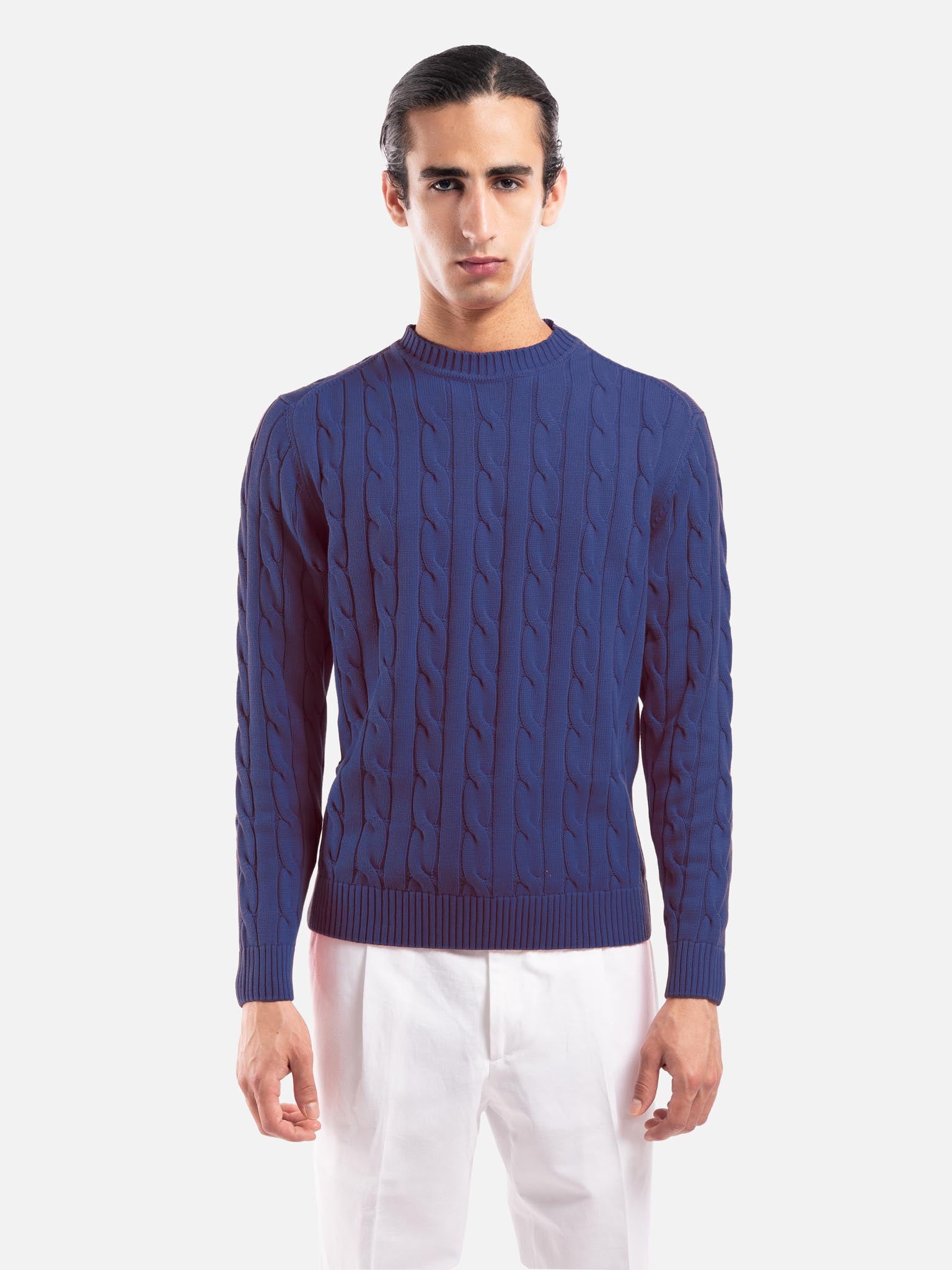 J.W.SAX MILANO Maglione a Trecce in Puro Cotone