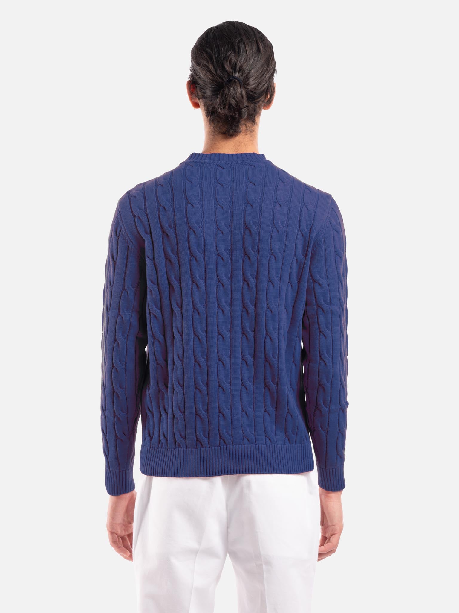 J.W.SAX MILANO Maglione a Trecce in Puro Cotone
