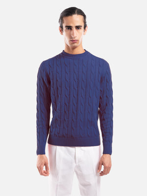 Maglione a Trecce in Puro Cotone