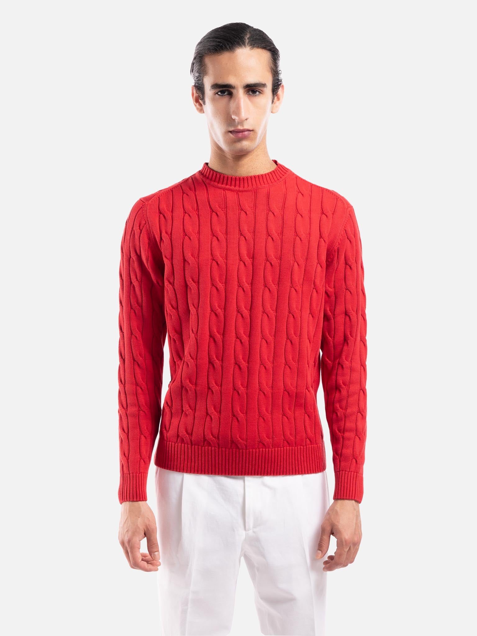 J.W.SAX MILANO Maglione a Trecce in Puro Cotone