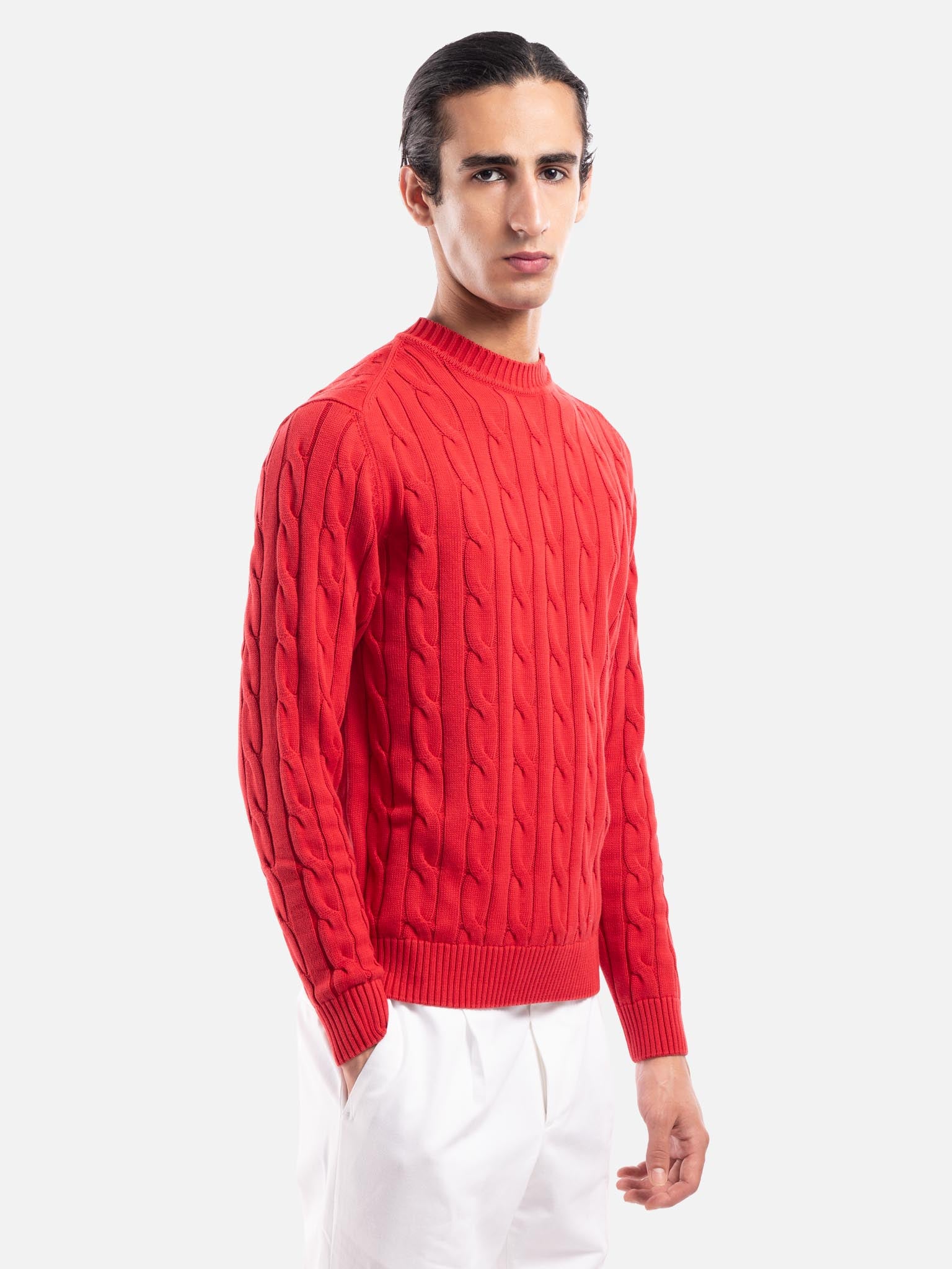 J.W.SAX MILANO Maglione a Trecce in Puro Cotone