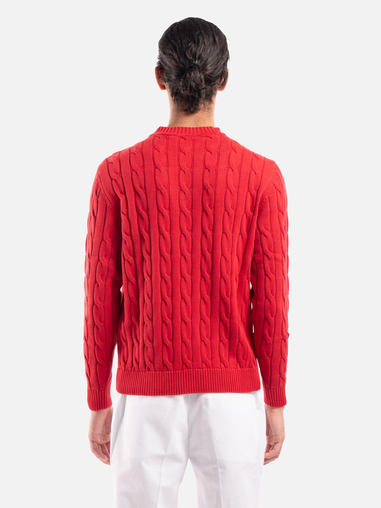 J.W.SAX MILANO Maglione a Trecce in Puro Cotone