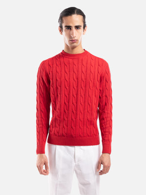Maglione a Trecce in Puro Cotone