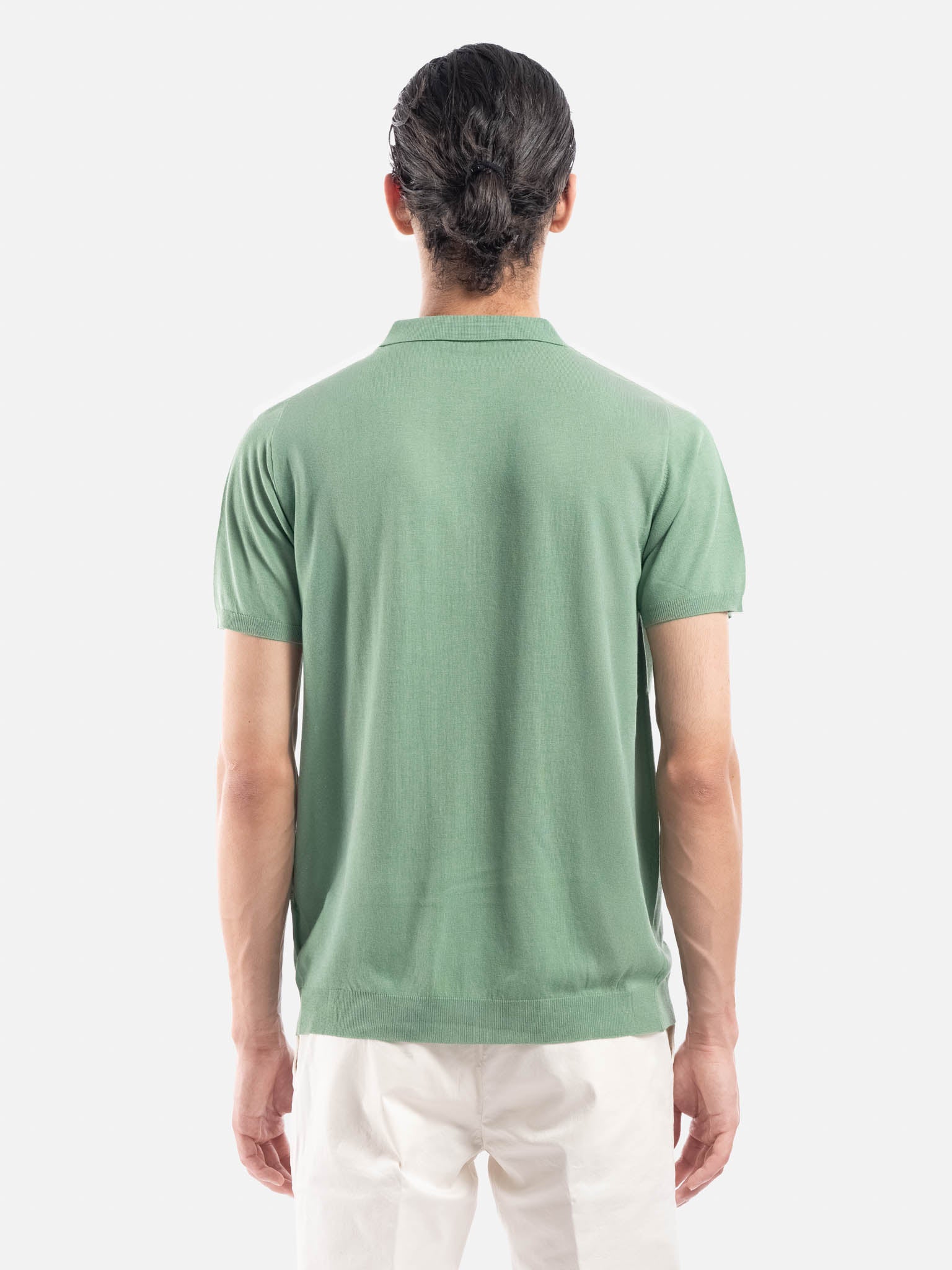 J.W.SAX MILANO Polo Verde in Cotone e Lino