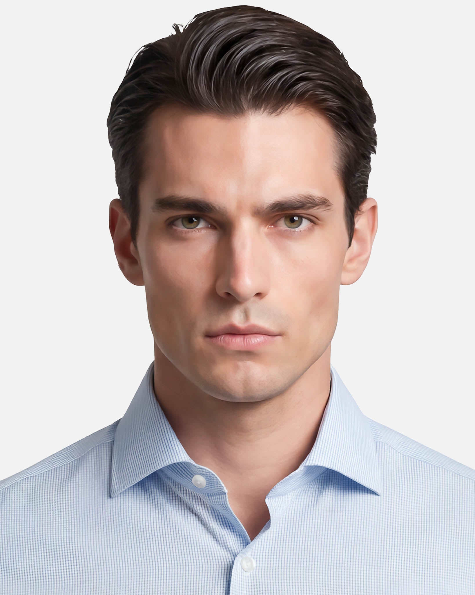 J.W.SAX MILANO Camicia in Popeline di Cotone a Righe Sottoli Azzurre