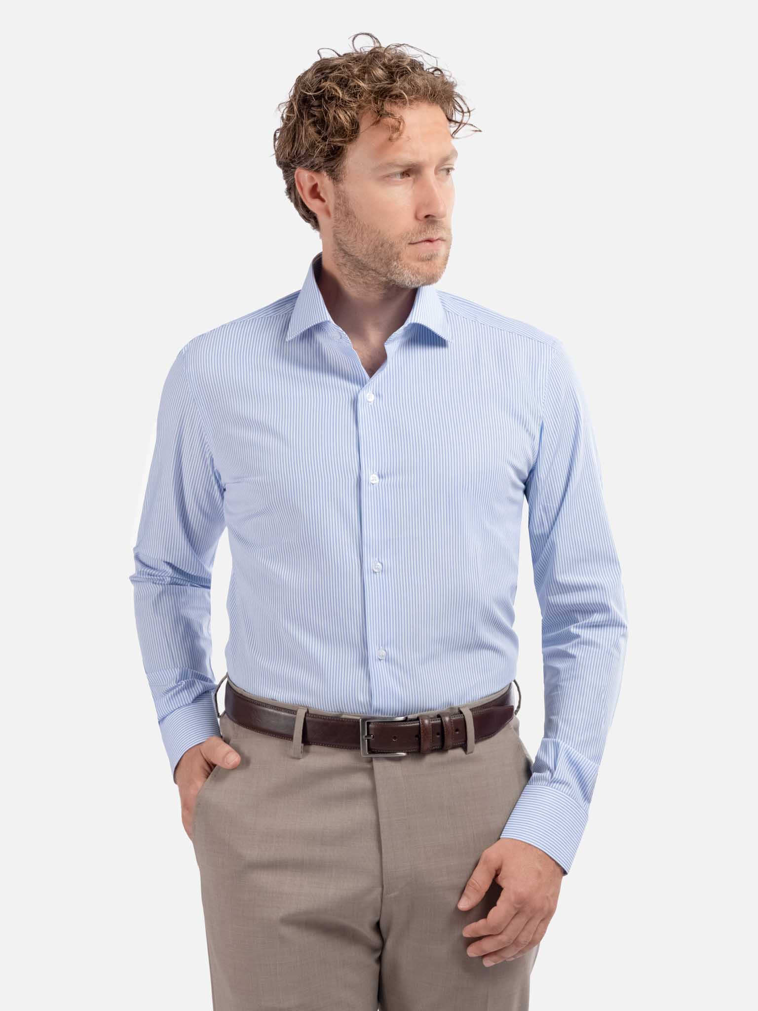 J.W.SAX MILANO Camicia a Righe Sottili Slim Fit