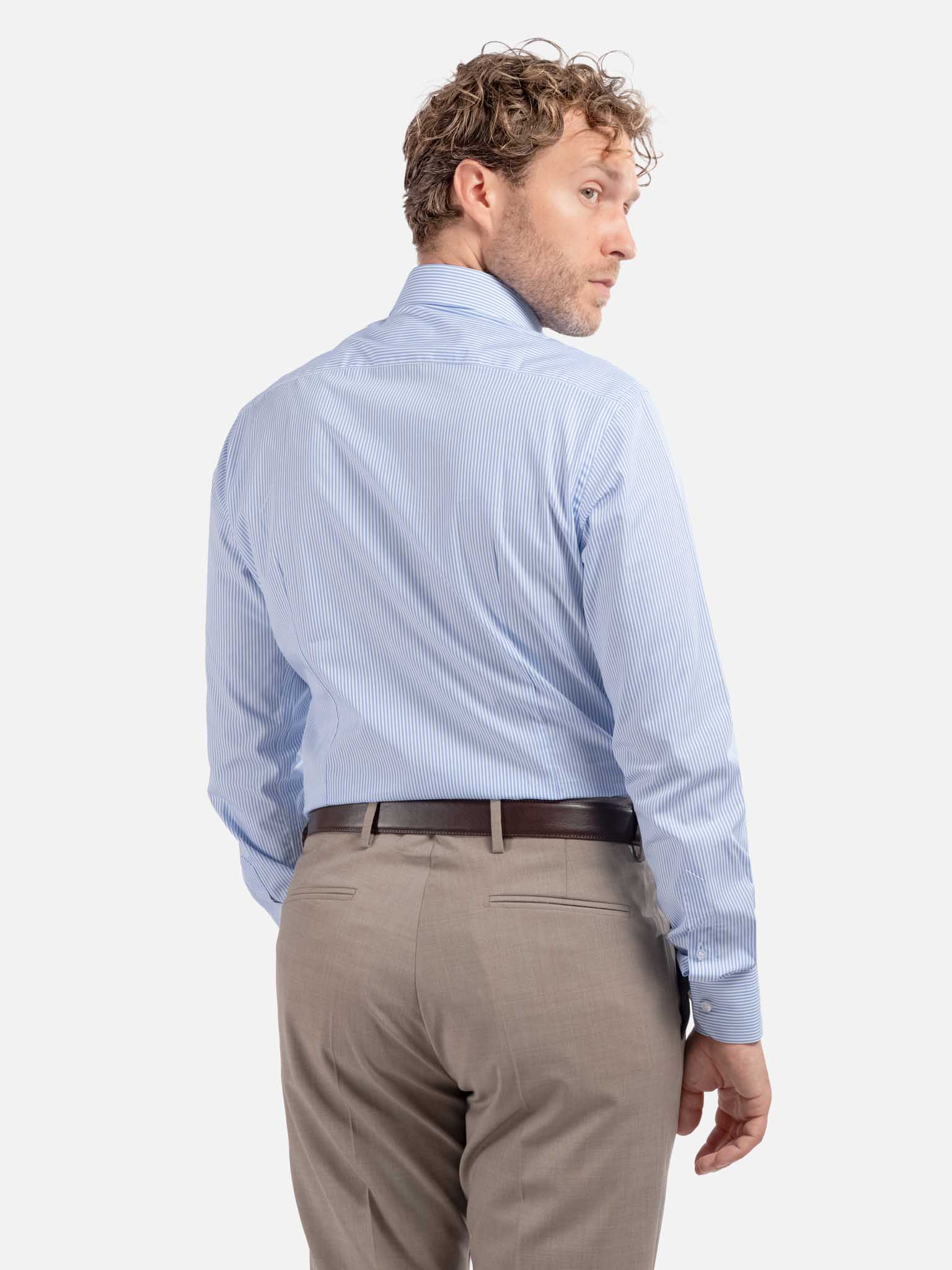 J.W.SAX MILANO Camicia a Righe Sottili Slim Fit