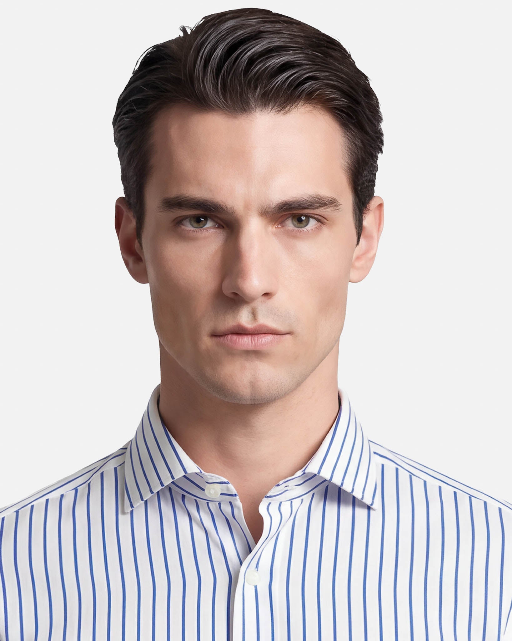 J.W.SAX MILANO Camicia in Popeline di Cotone a Righe Larghe