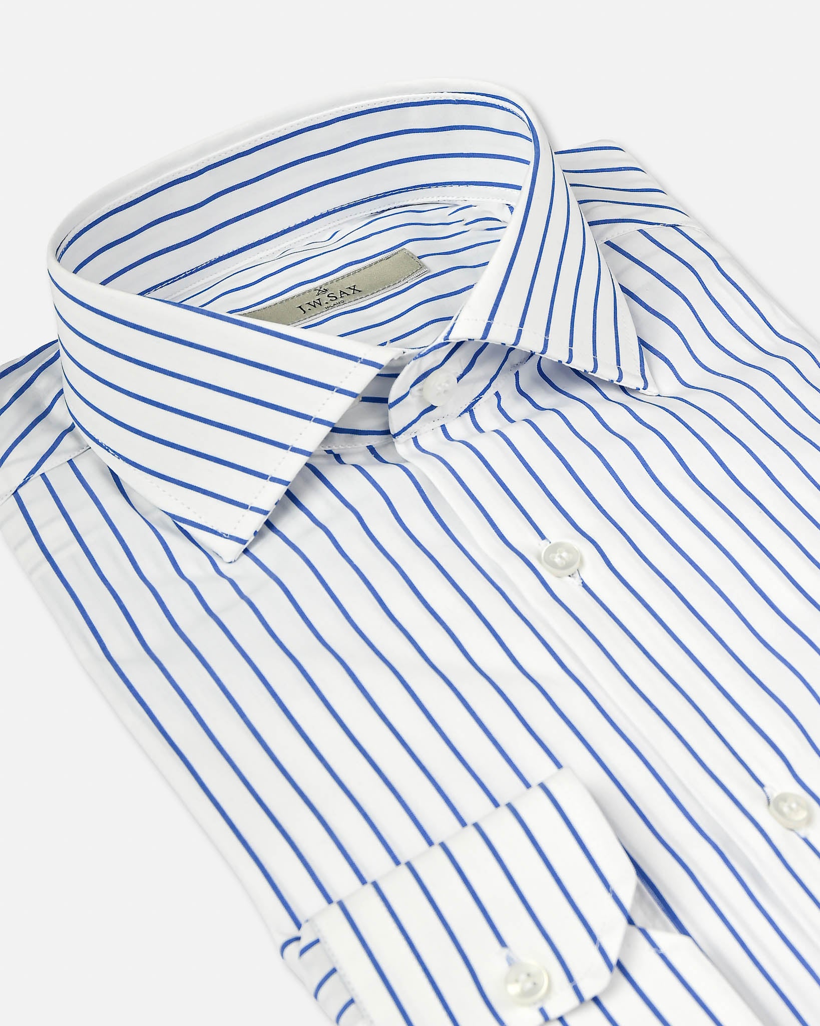 J.W.SAX MILANO Camicia in Popeline di Cotone a Righe Larghe