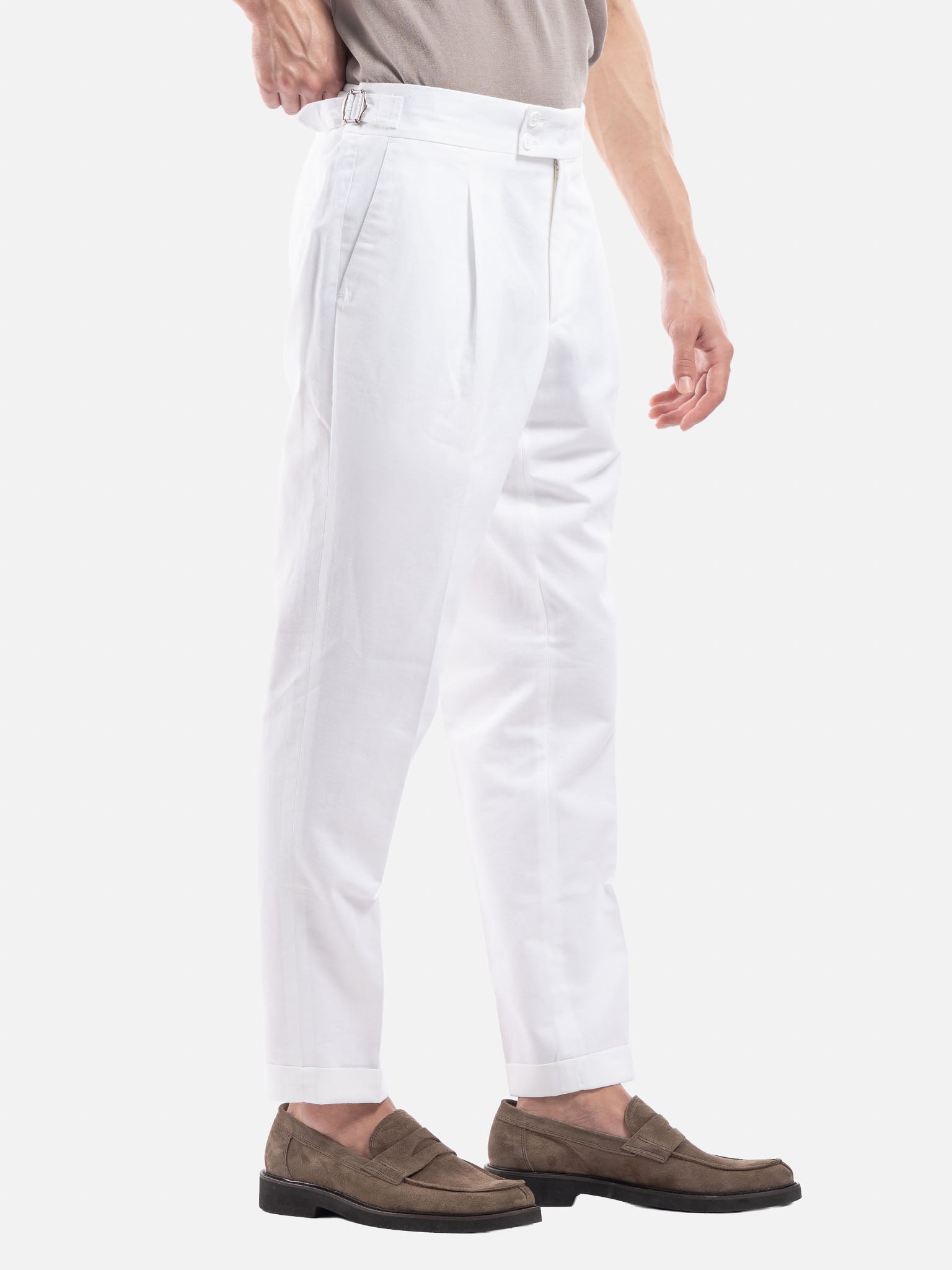 Pantalone in Lino e Cotone con Cintura Sartoriale