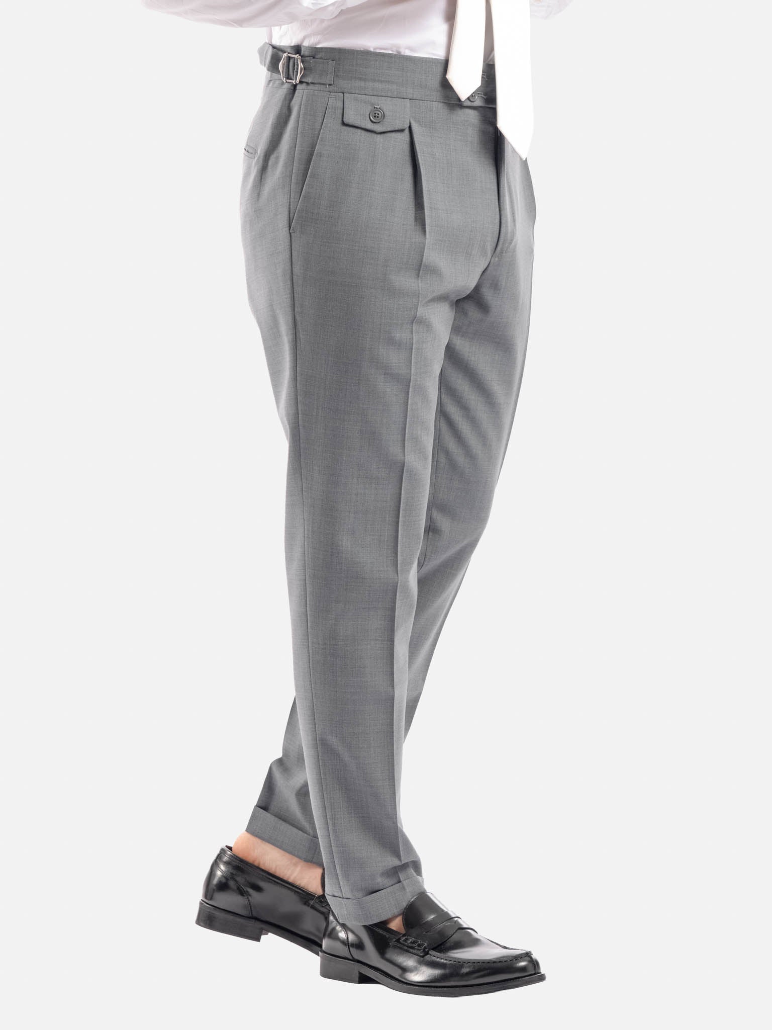 J.W.SAX MILANO Pantalone in Pura Lana All Season Grigio Chiaro