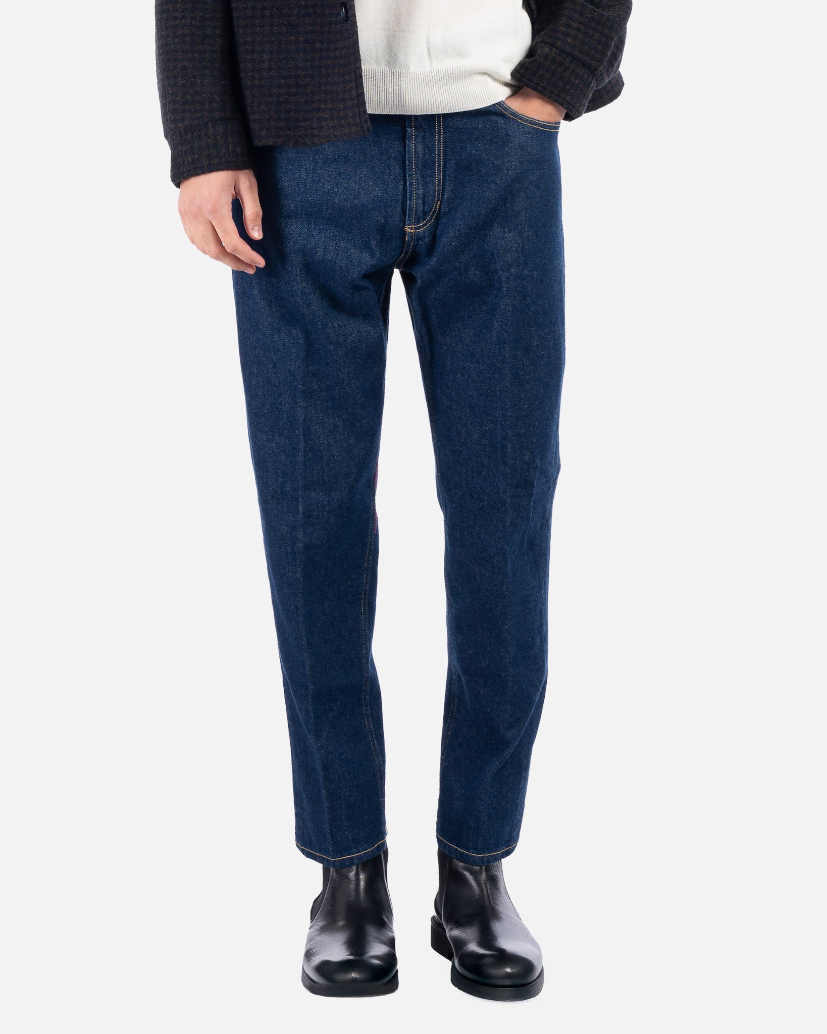 Jeans Leisure Fit in Denim Scuro Fermo