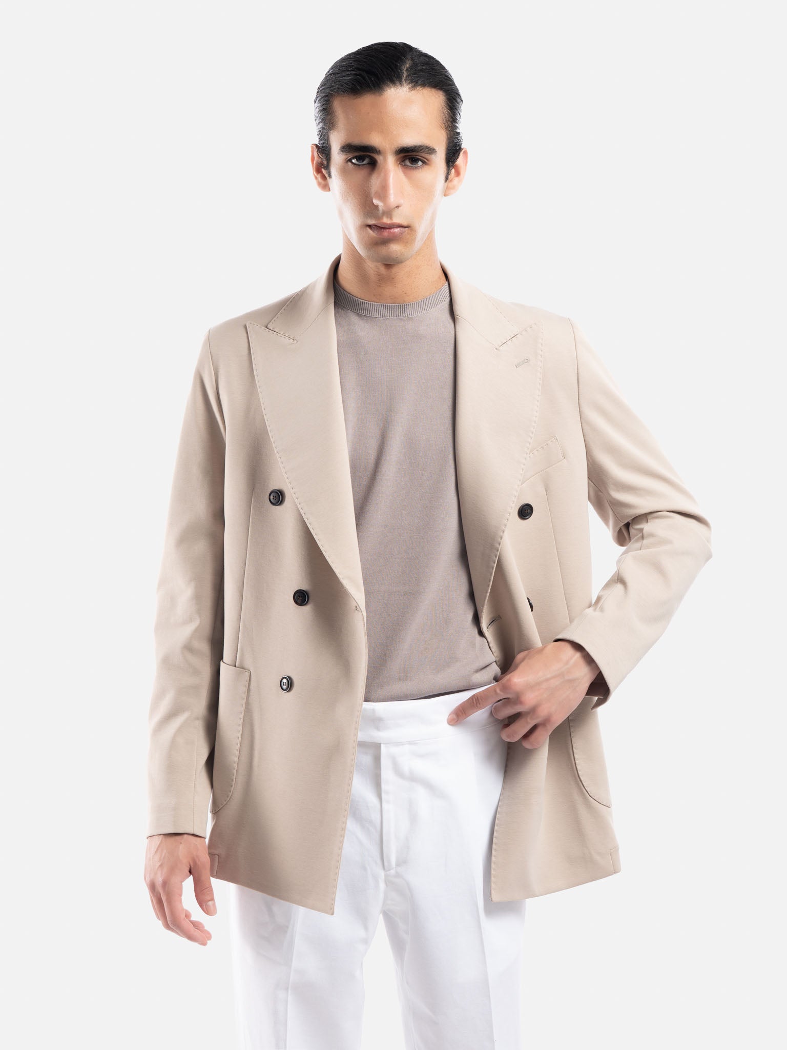J.W.SAX MILANO Giacca Doppio Petto Sfoderata in Jersey Punto Milano