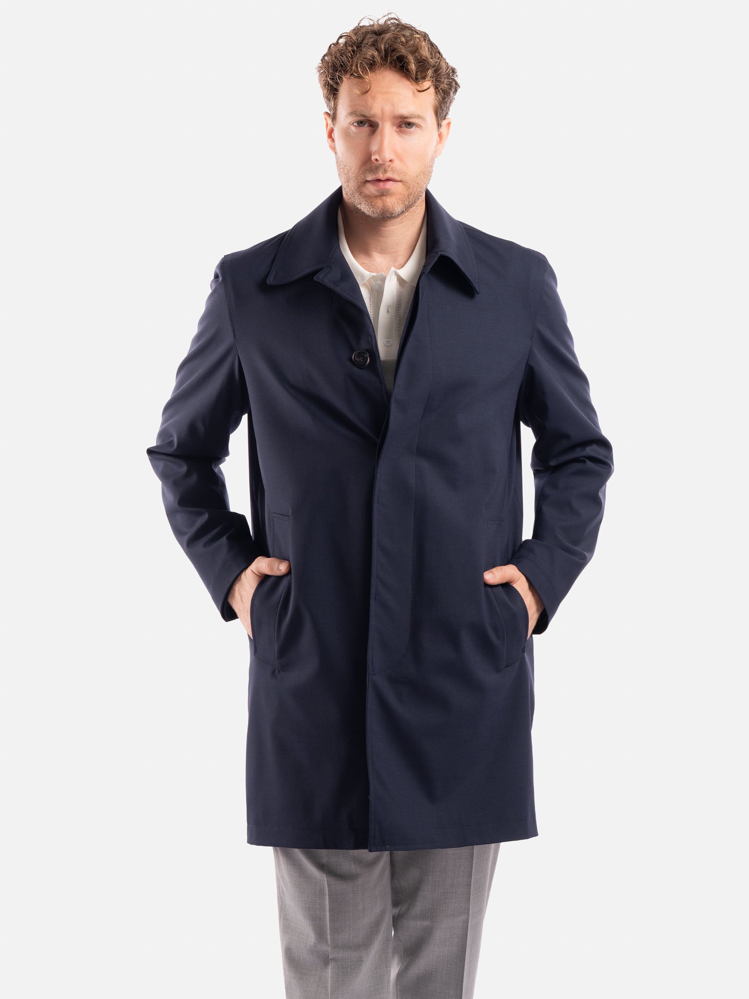 J.W.SAX MILANO Soprabito Blu in Lana Tecnica
