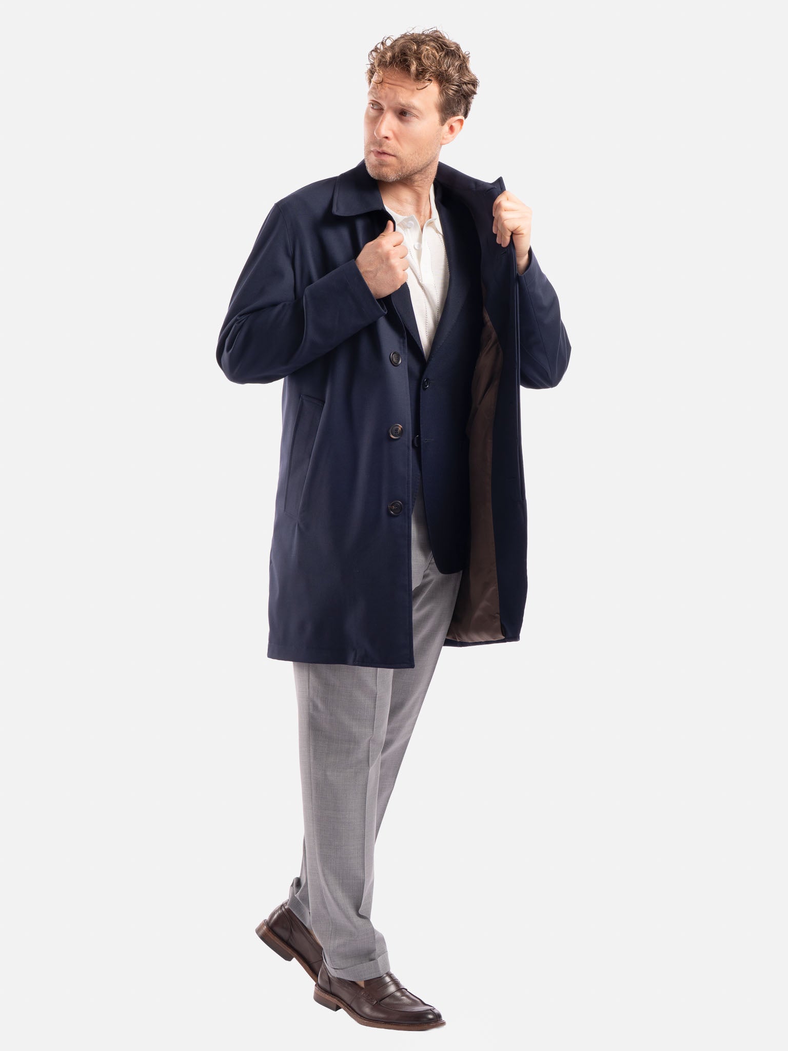 J.W.SAX MILANO Soprabito Blu in Lana Tecnica
