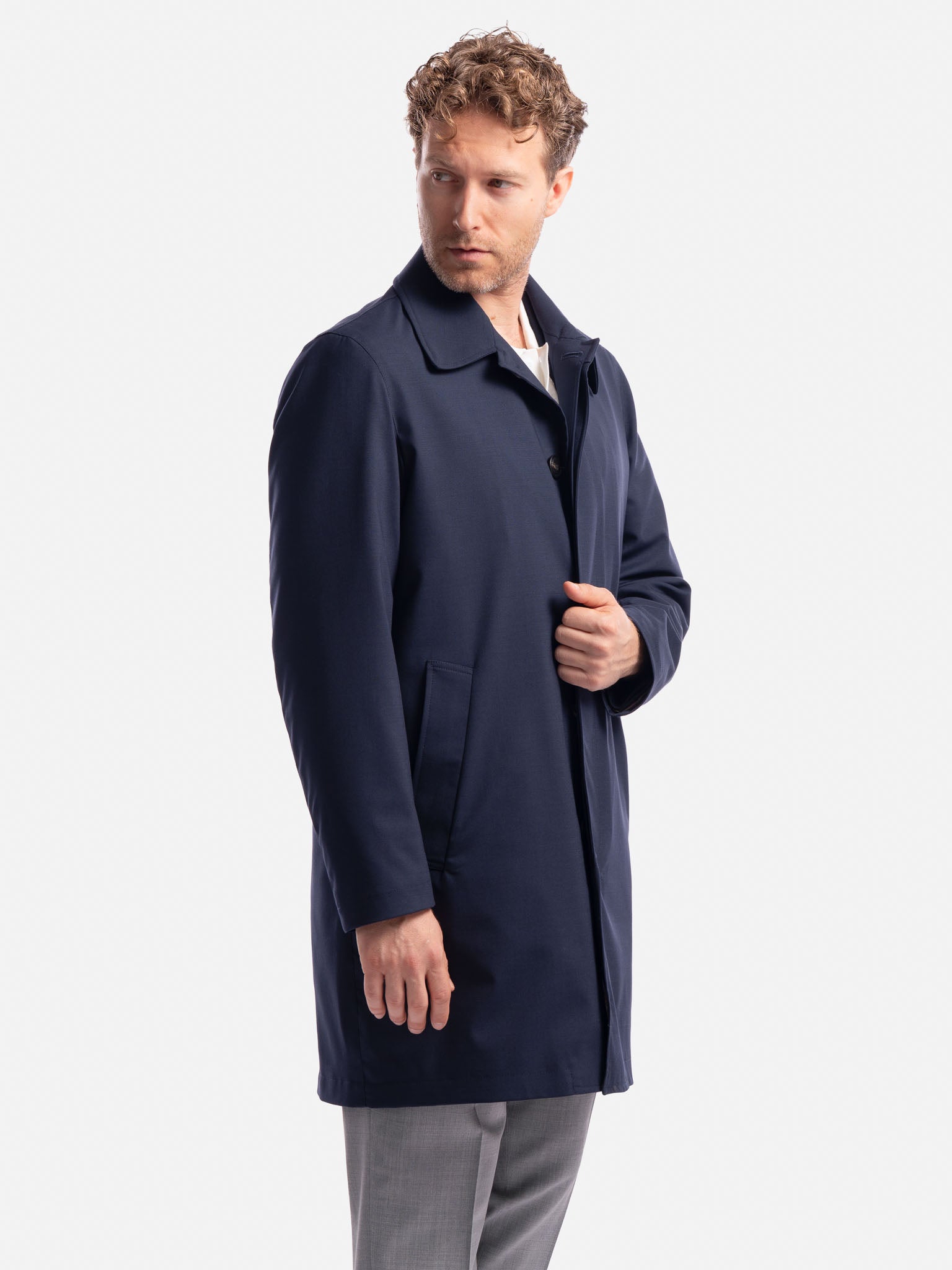 J.W.SAX MILANO Soprabito Blu in Lana Tecnica