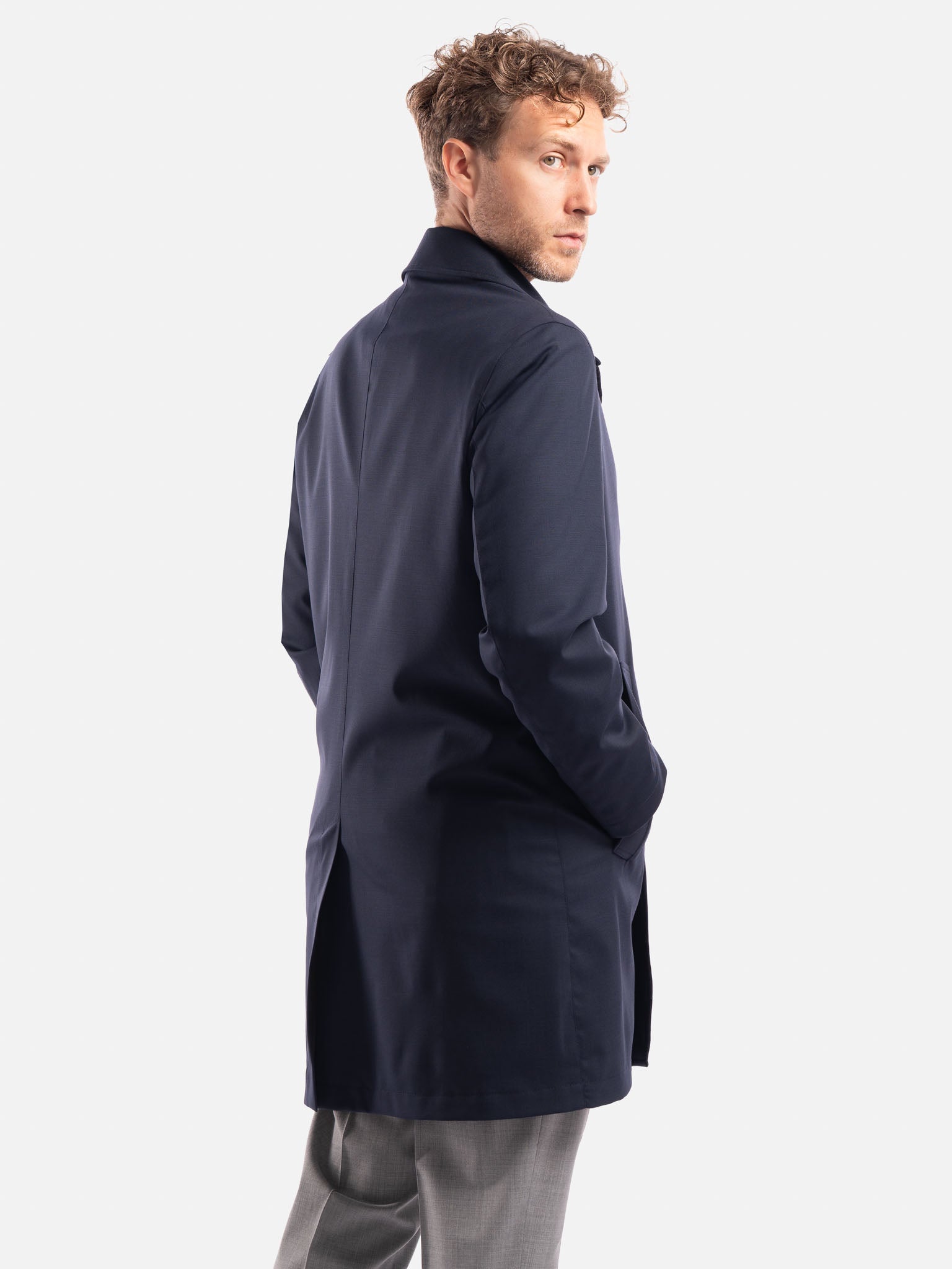 J.W.SAX MILANO Soprabito Blu in Lana Tecnica