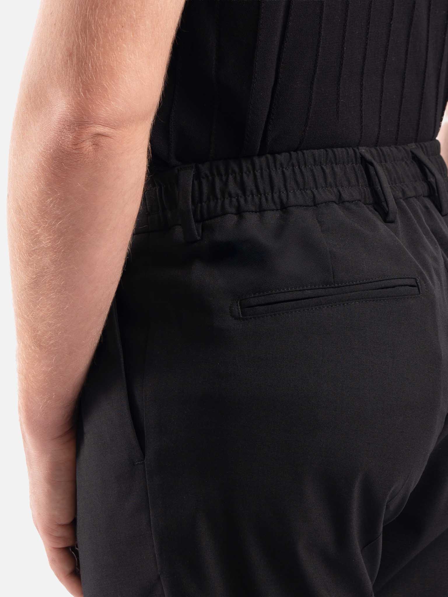 J.W.SAX MILANO Pantalone Nero con Pinces e Vita Elasticizzata