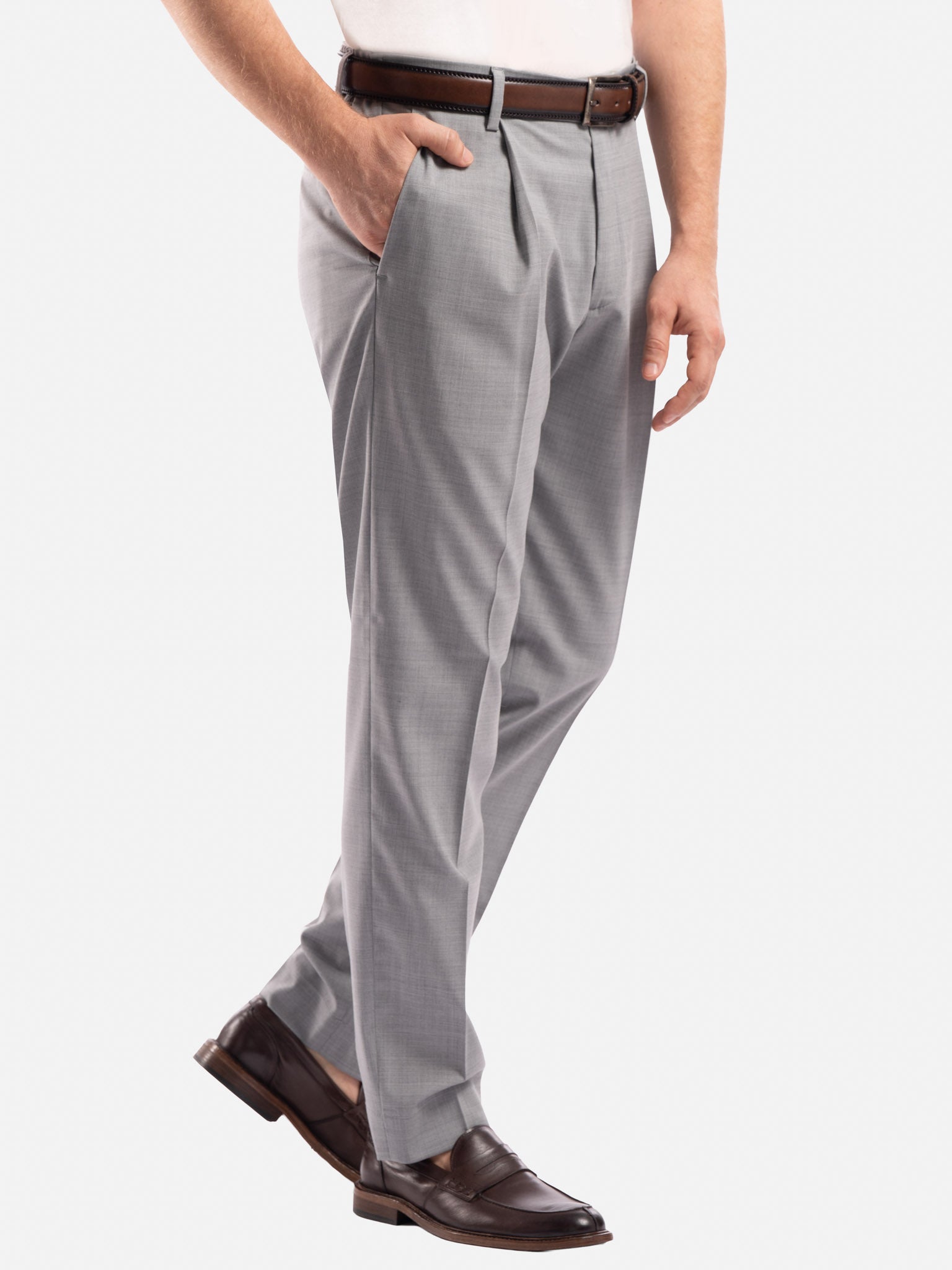 J.W.SAX MILANO Pantalone Grigio con Pinces e Vita Elasticizzata