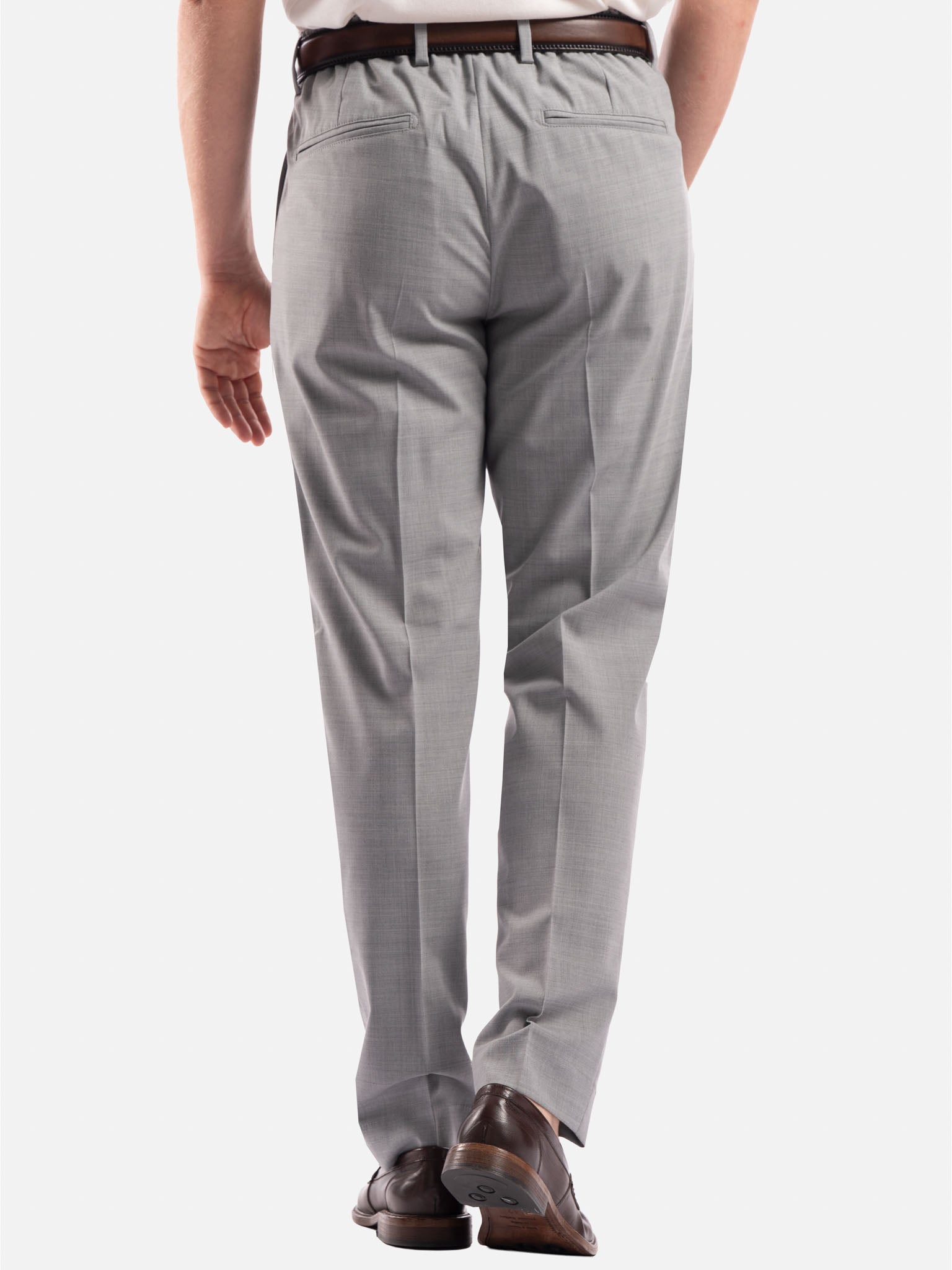J.W.SAX MILANO Pantalone Grigio con Pinces e Vita Elasticizzata